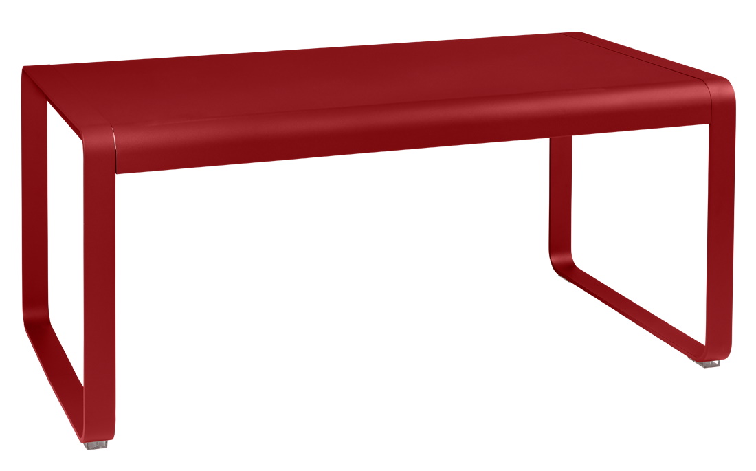 Bellevie halbhoher Tisch von Fermob, rot, für den Außenbereich, moderner Couchtisch aus Metall.