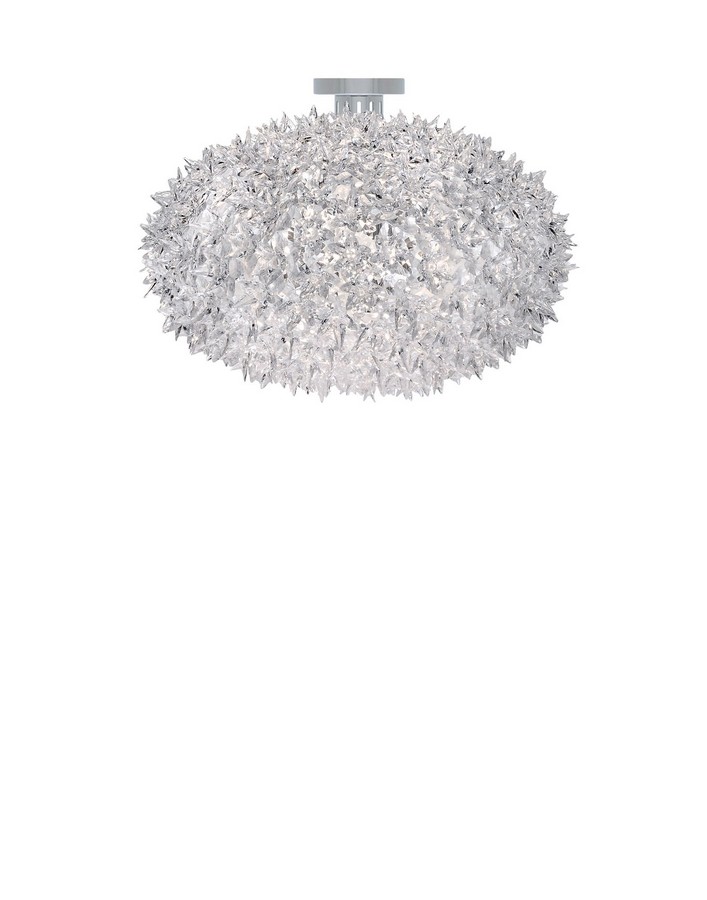 Bloom Deckenleuchte von Kartell, silberfarbene Designlampe mit blütenartigen Elementen für Wand und Decke.
