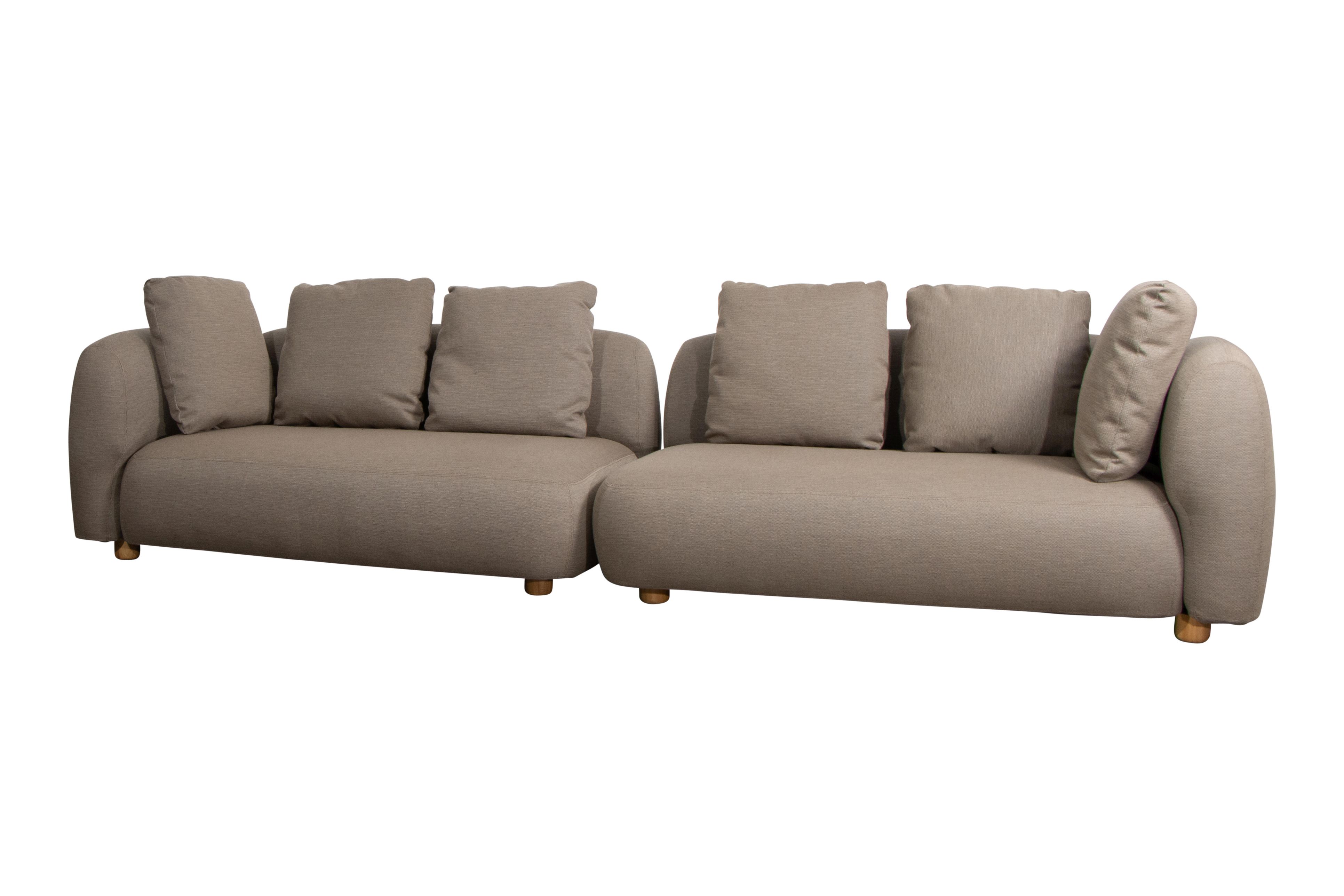 Capture Outdoor 2-Sitzer Sofa Modul von Cane-Line, modernes Gartensofa aus wetterfestem Stoff mit Kissen.