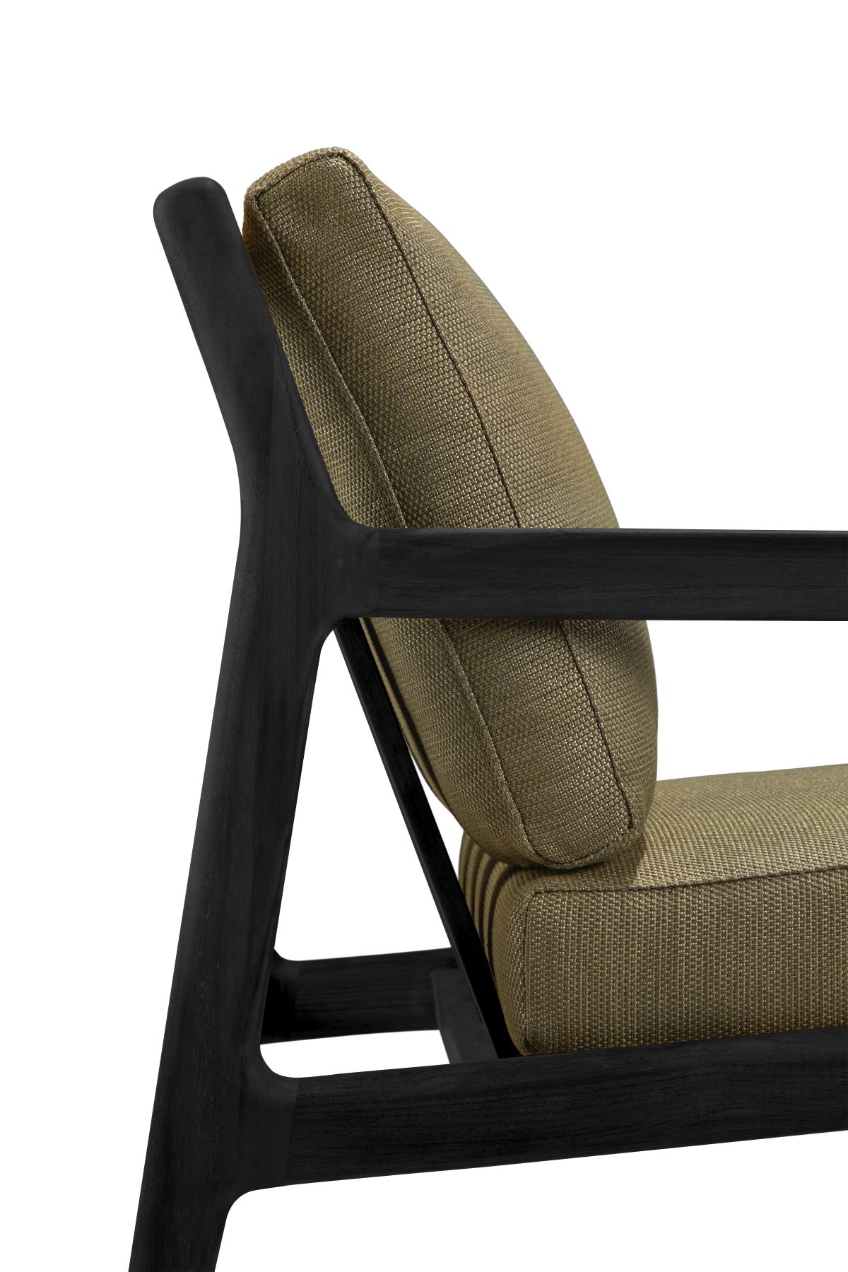 Jack Outdoor-loungestoel, teak, zwart gelakt, groene stof, Ethnicraft
