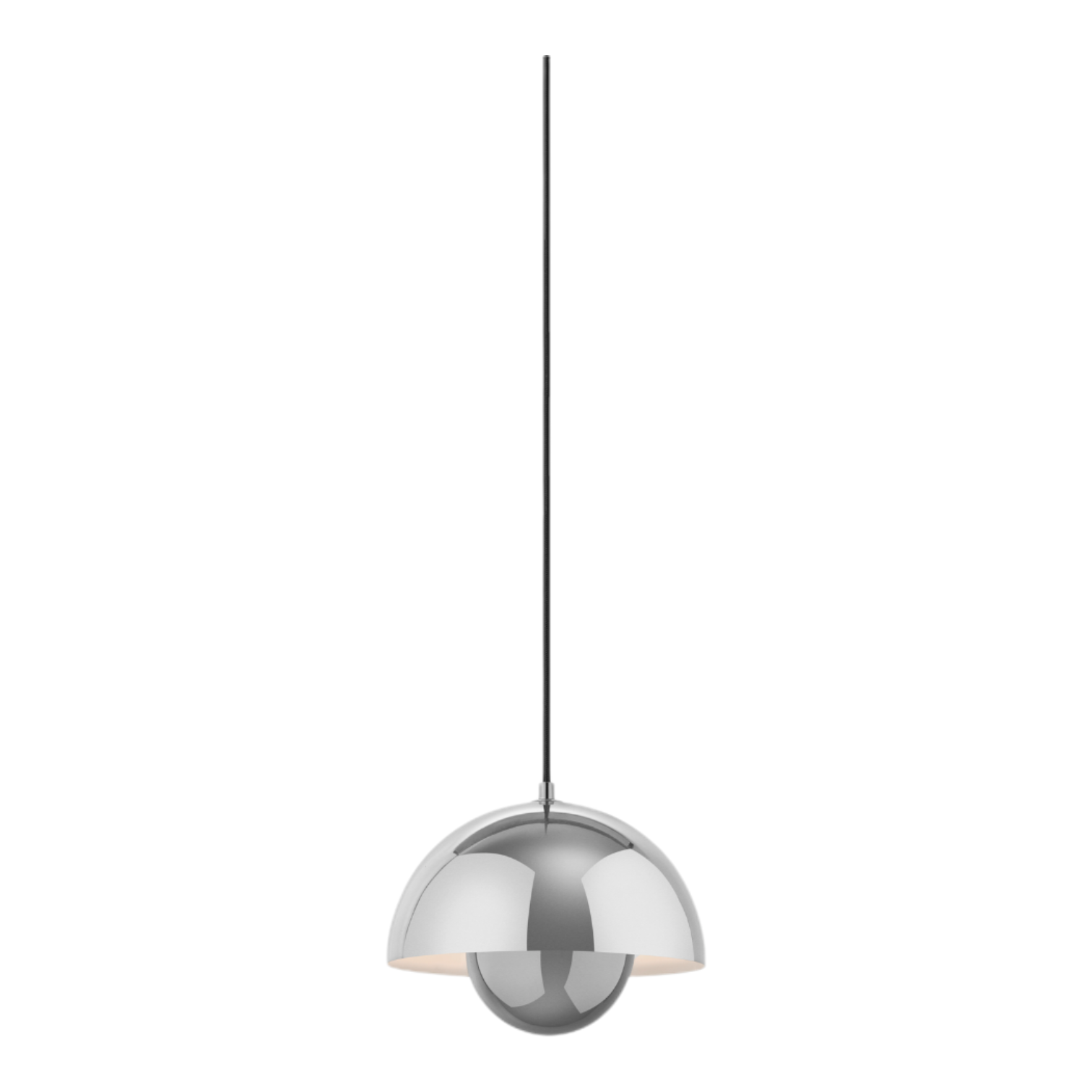 VP1 Flowerpot Pendelleuchte von AndTradition in Chrom, moderne Hängelampe für Wohnzimmer und Esszimmer.