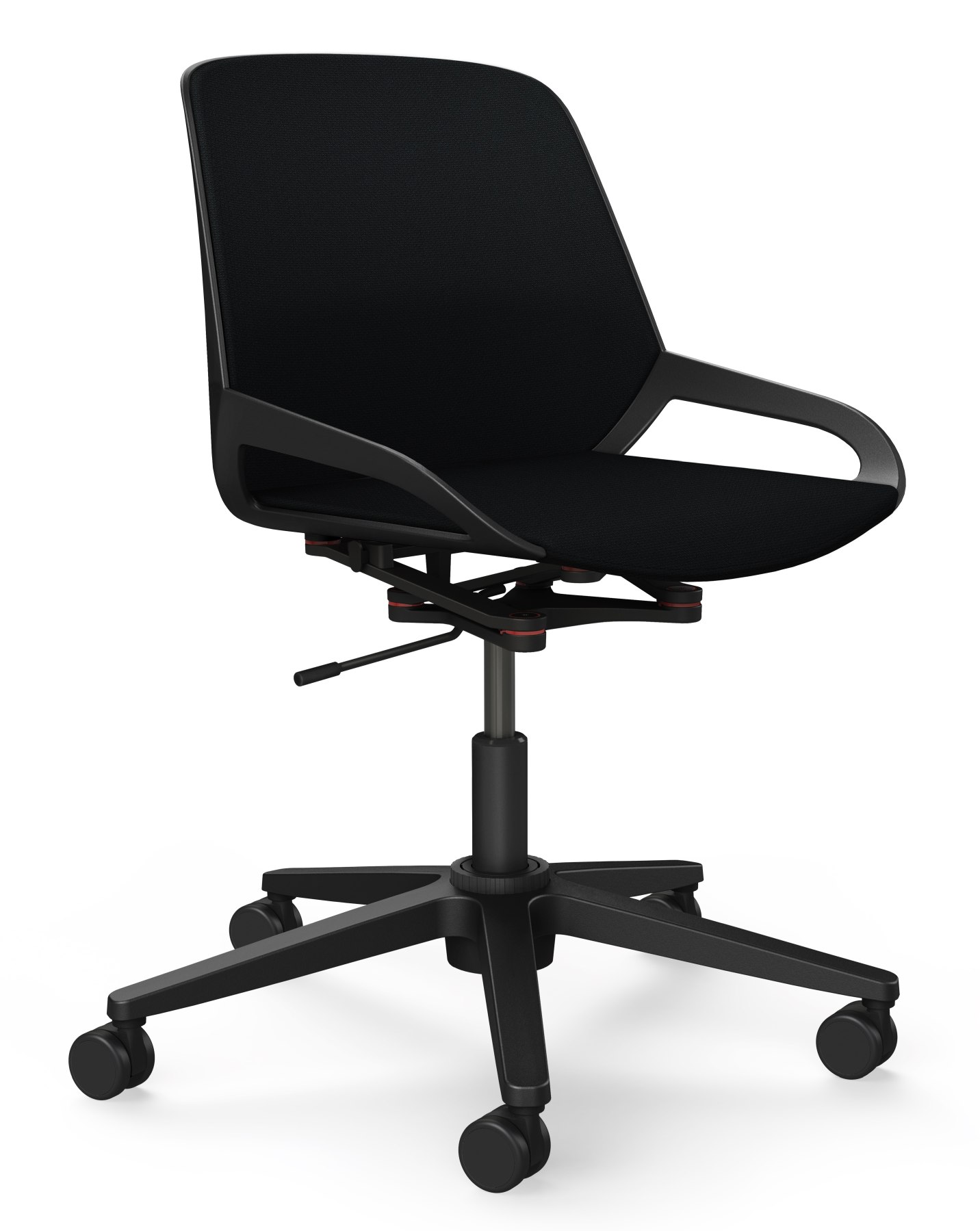 Numo Task Drehstuhl von Aeris, schwarzer Bürostuhl mit Rollen und ergonomischer Rückenlehne für das Büro.