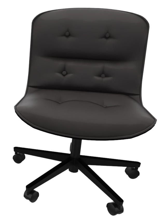 Schwarzer Pollock Executive Drehstuhl von Knoll International ohne Armlehnen mit Knopfheftung und Rollen.