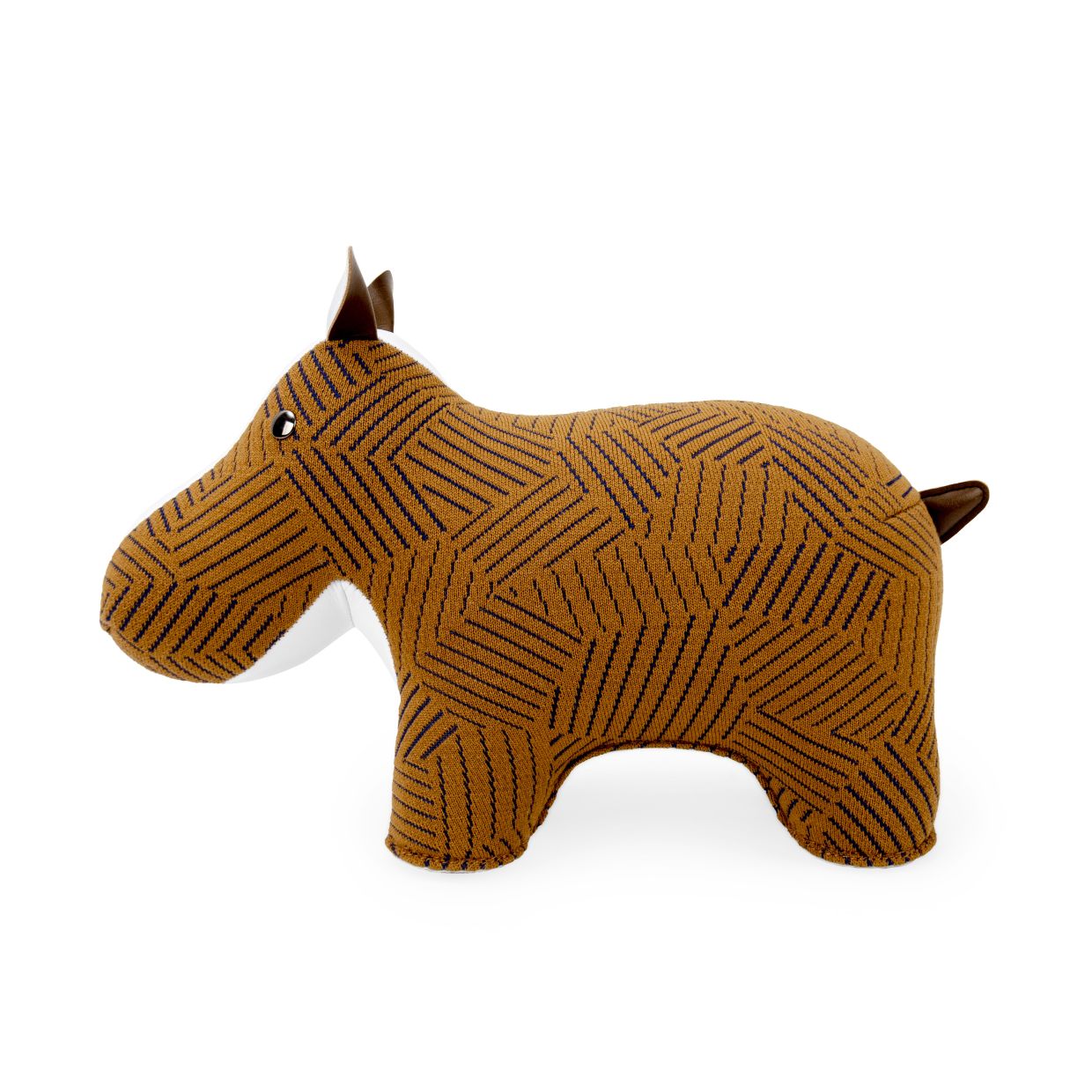 Buchstütze Hippo Razzle Dazzle tan Zuny x KVADRAT, dekoratives Stofftier in Form eines braunen Nilpferds.