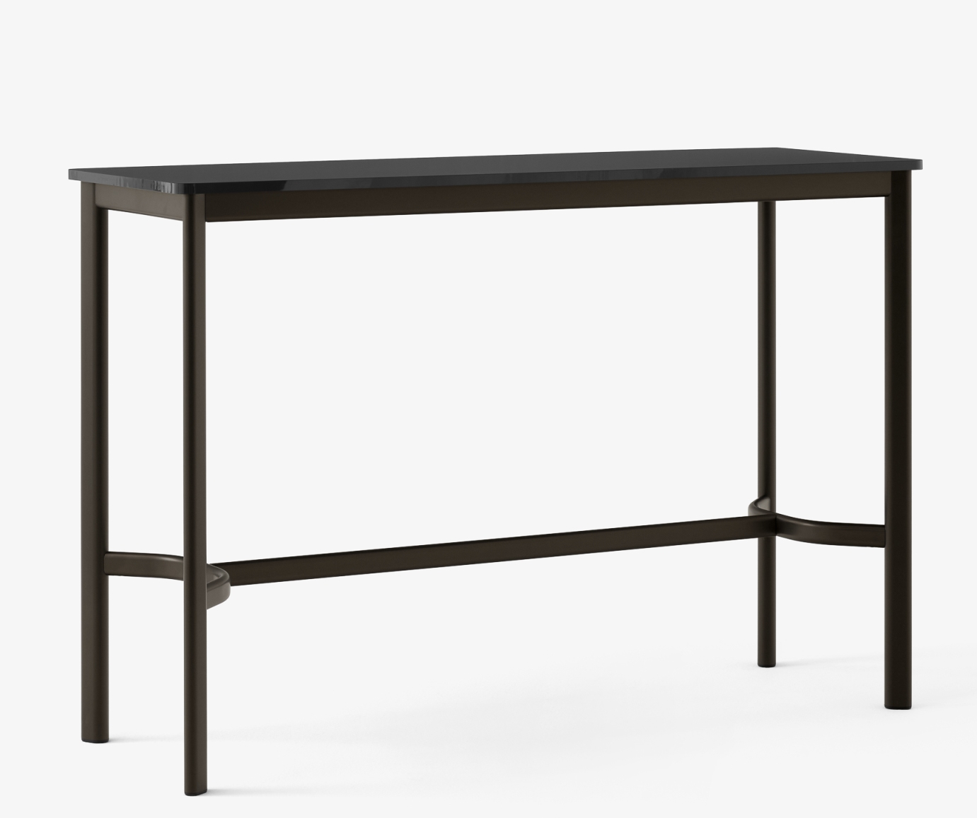 Drip High Table von AndTradition, Stehtisch mit dunkler Tischplatte und Metallgestell.