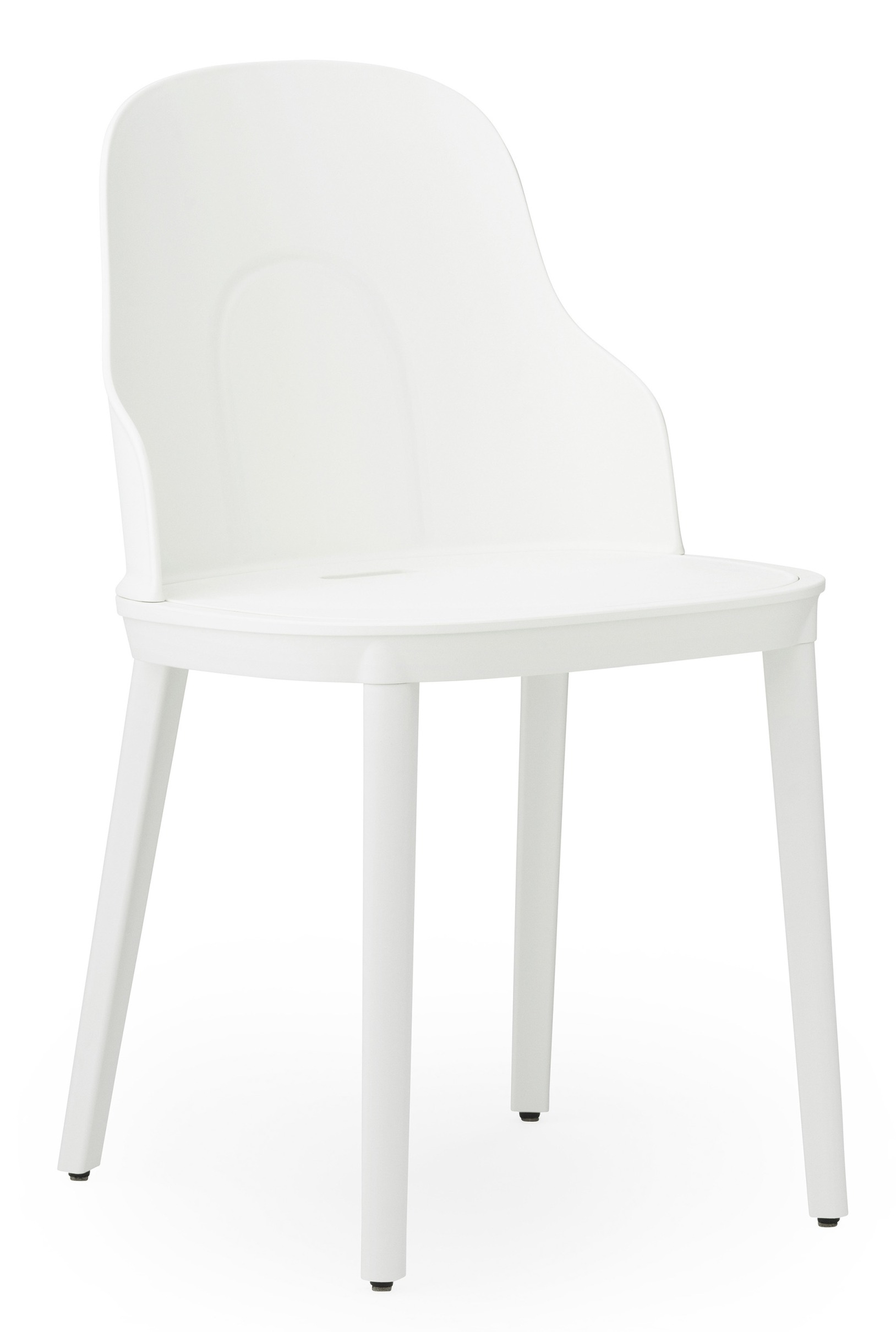 Weißer Allez Chair PP Stuhl von Normann Copenhagen, moderner Armlehnstuhl aus Polypropylen für Esszimmer und Wohnbereich.