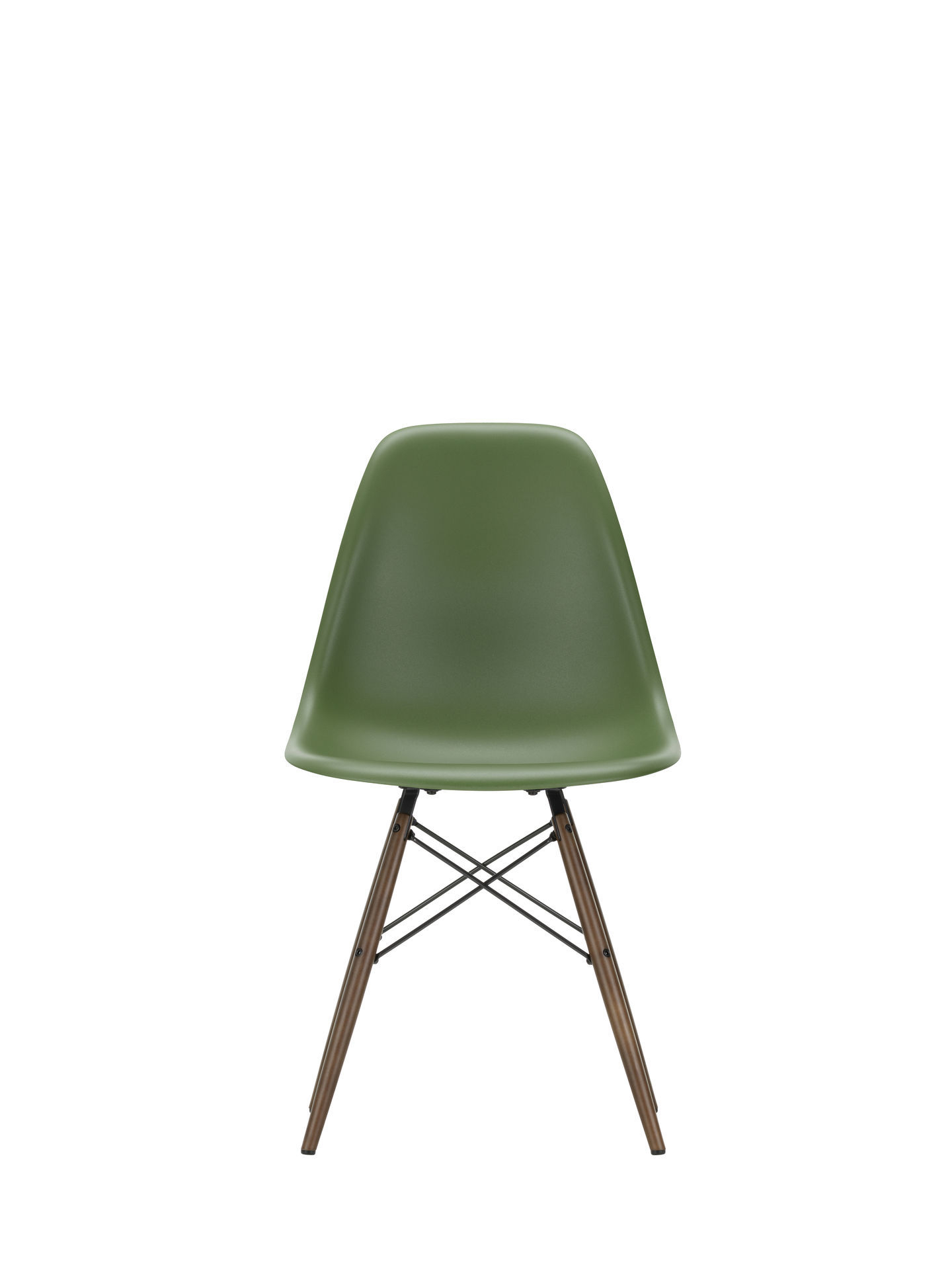 Eames Side Chair DSW in Grün mit Ahorn-Gestell, moderner Designstuhl für Wohnzimmer und Büro.