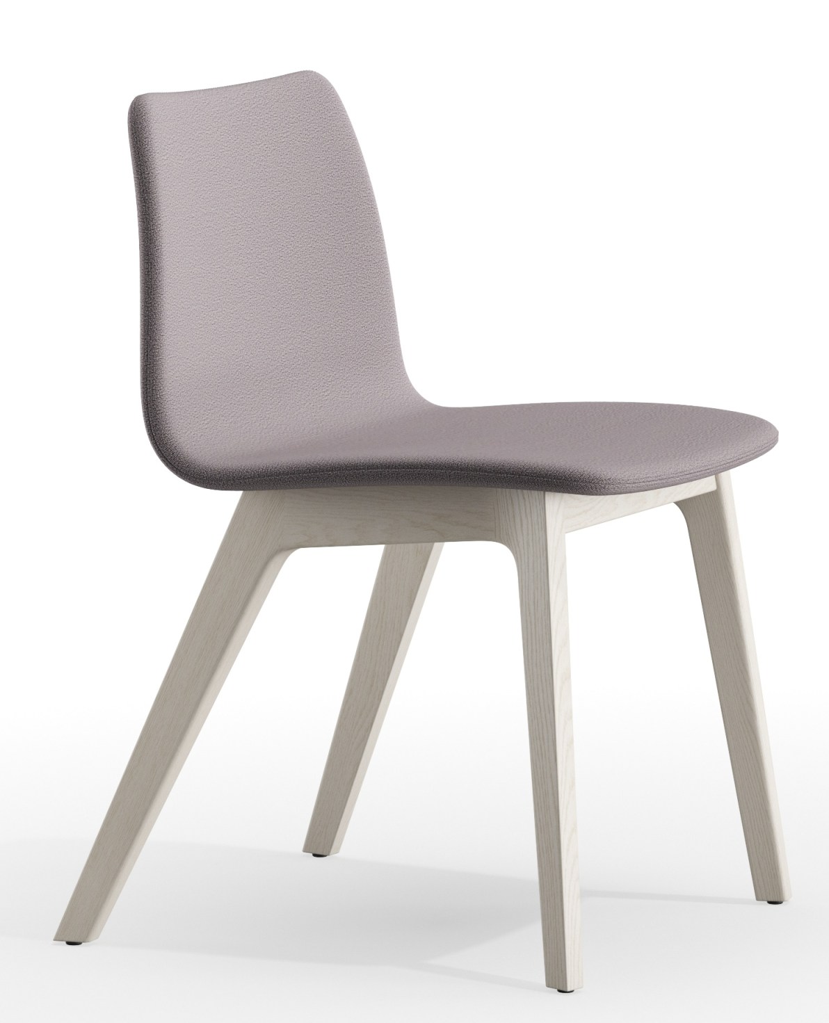Morph Plus Stuhl mit Holzgestell und hellgrauer Vollpolsterung, modernes Design für Esszimmer und Wohnbereich.