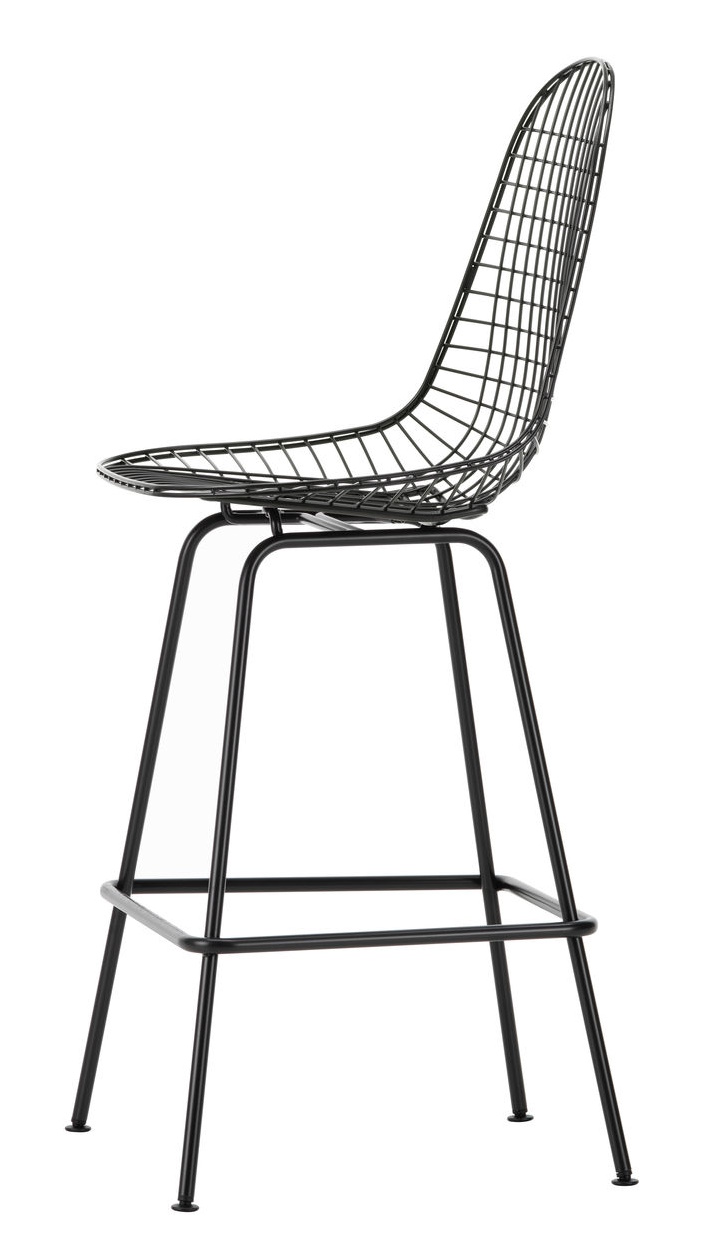 Schwarzer Eames Wire Bar Stool Barhocker von Vitra, modernes Design mit filigranem Drahtgestell.