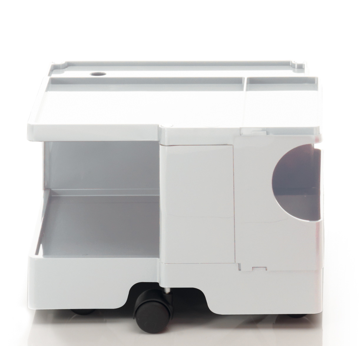 Weißer Boby B10 Rollcontainer mit Ablageflächen und Rollen, ideal für Büro und Arbeitszimmer.