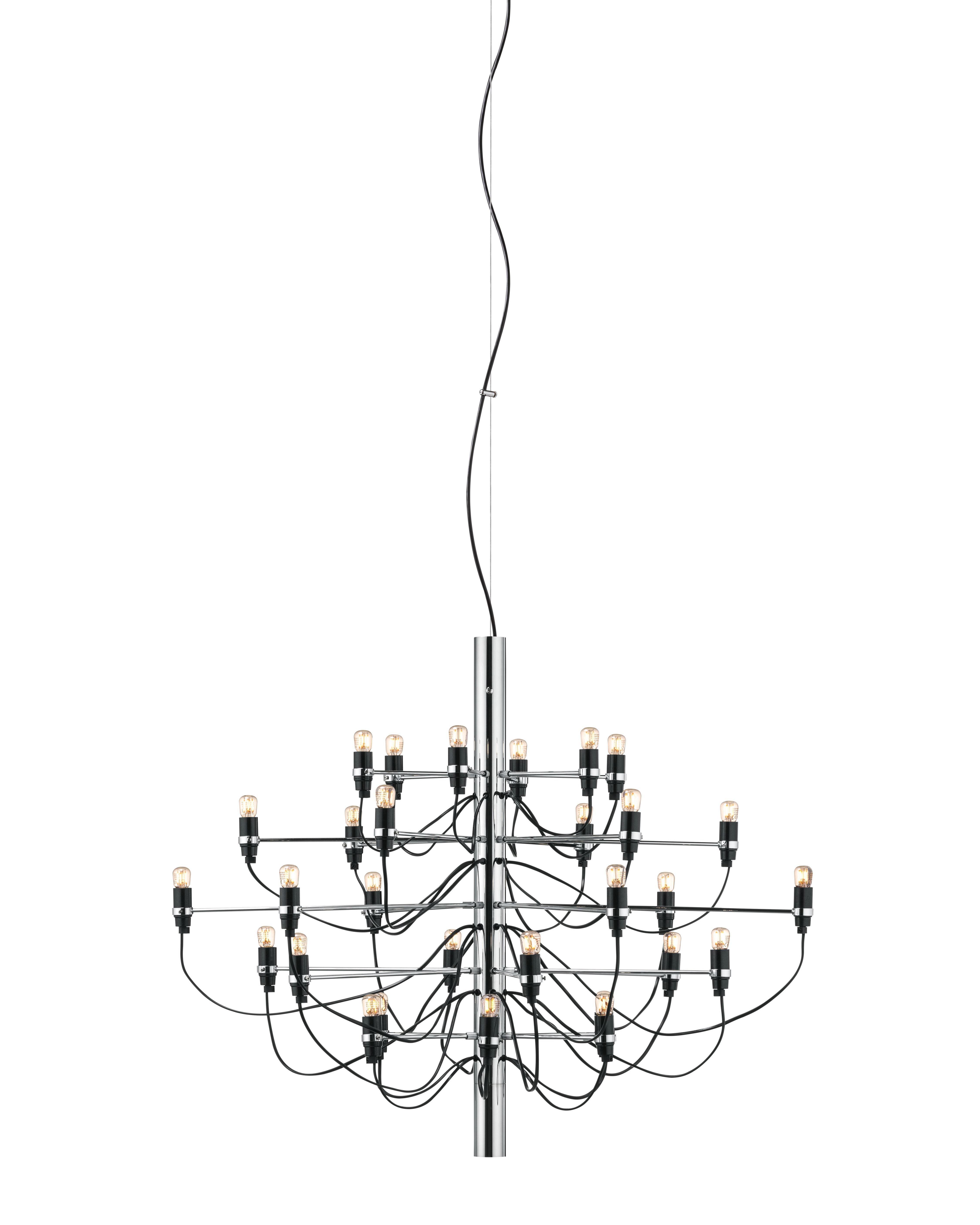 Flos 2097/30 LED Kronleuchter mit 30 Leuchten und verchromter Struktur. Moderne Deckenleuchte.