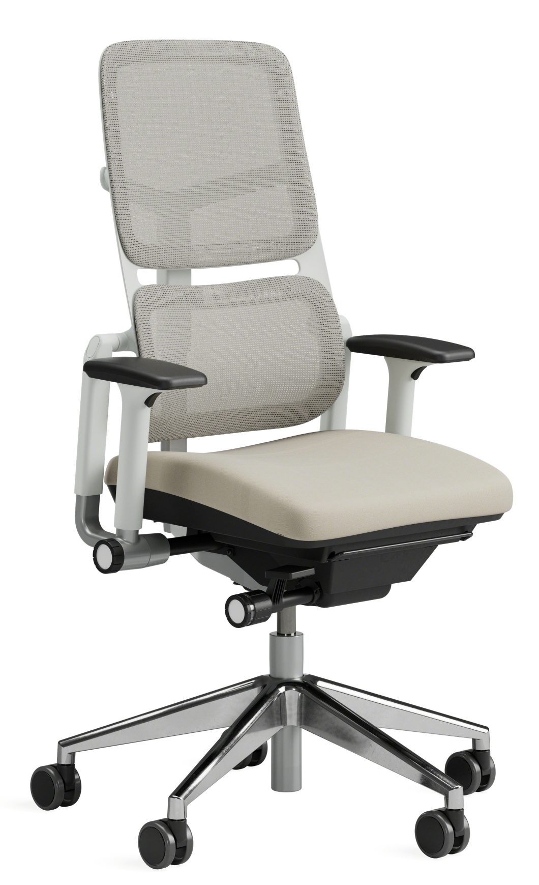Steelcase Please Air Bürostuhl mit Netzrücken in Grau und Weiß, ergonomischer Arbeitsstuhl.