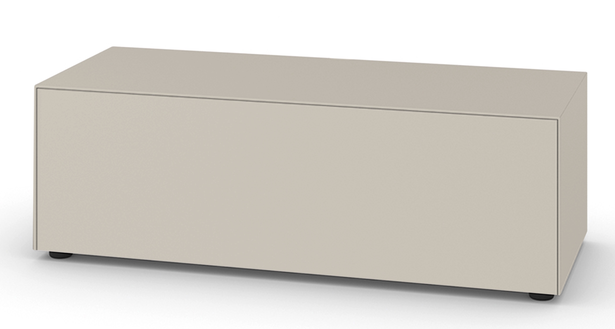 Piure Nex Pur Box Board mit Schubkasten in Sandgrau, modernes Sideboard für Wohnzimmer und Büro.
