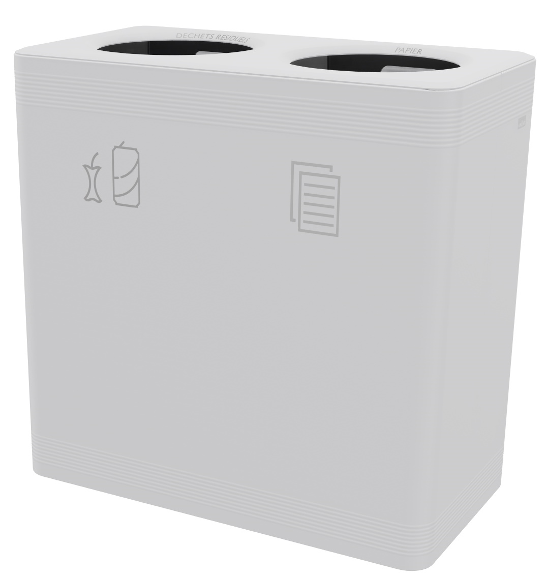 Weißes Ditch 2 Abfalltrennsystem Functionals für Restmüll und Papier, ideal für Büro und Haushalt.