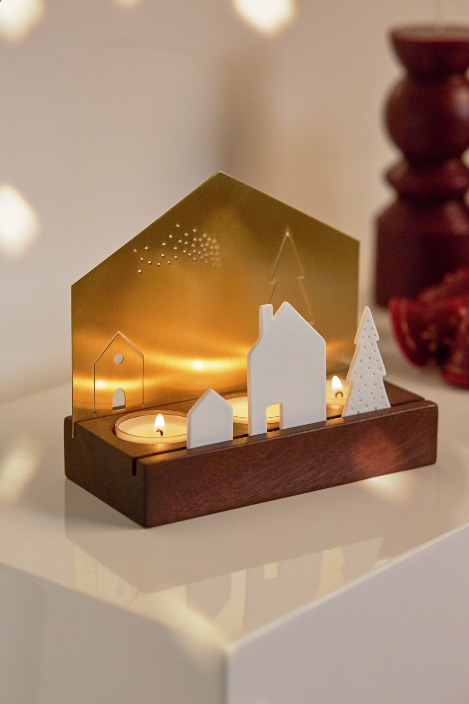 Licht object dorp porselein-metalen wielen
