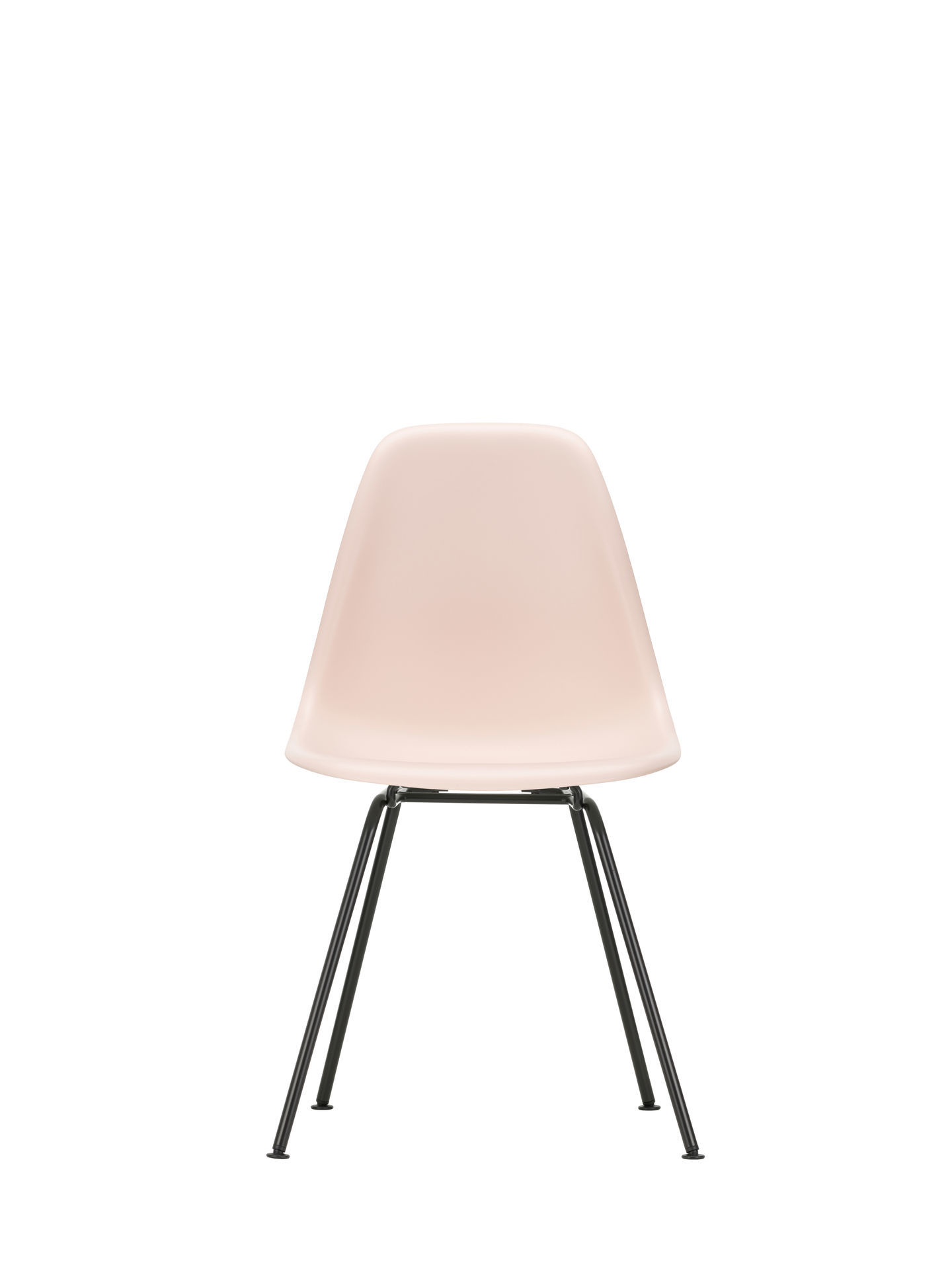 Eames Plastic Side Chair DSX, Vitra Stuhl in Granitgrau mit schwarzem Untergestell.