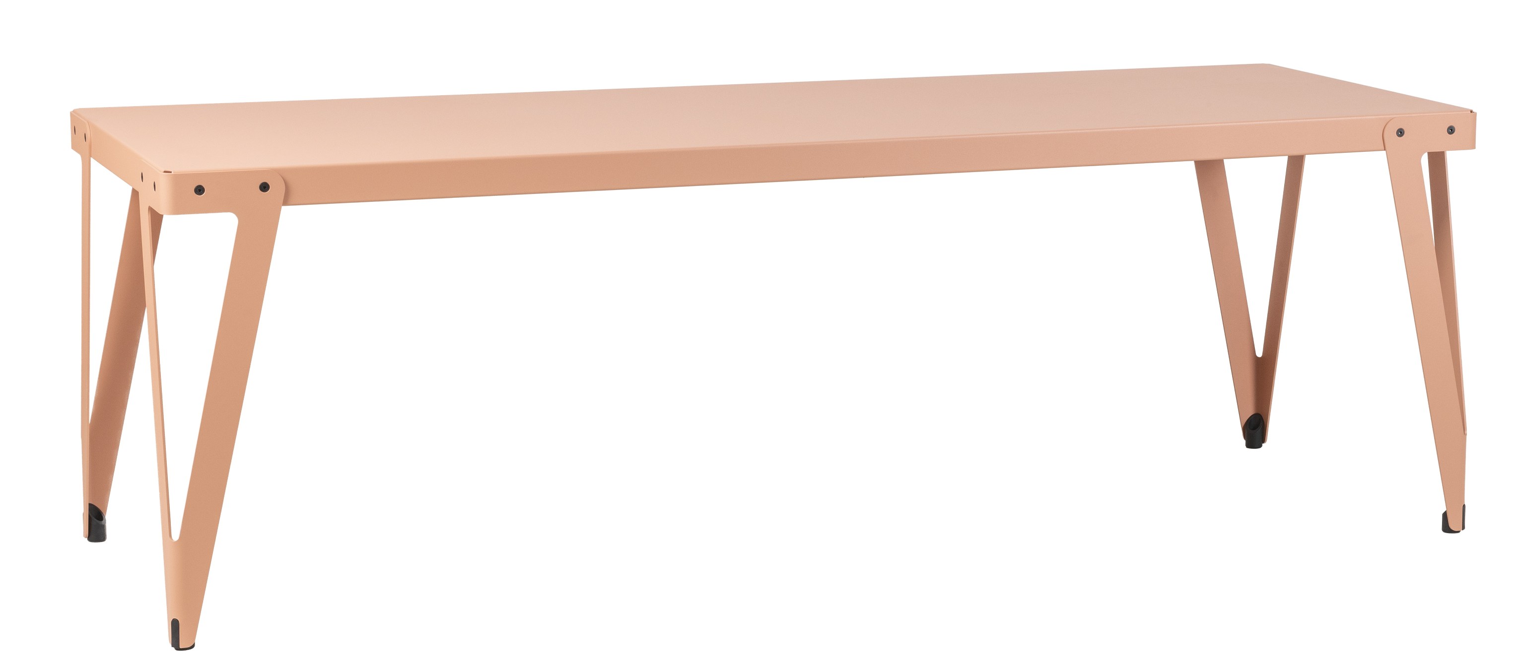 Lloyd Indoor Table Tisch Functionals: Moderner Esstisch in Rosa mit minimalistischem Design und Metallgestell.