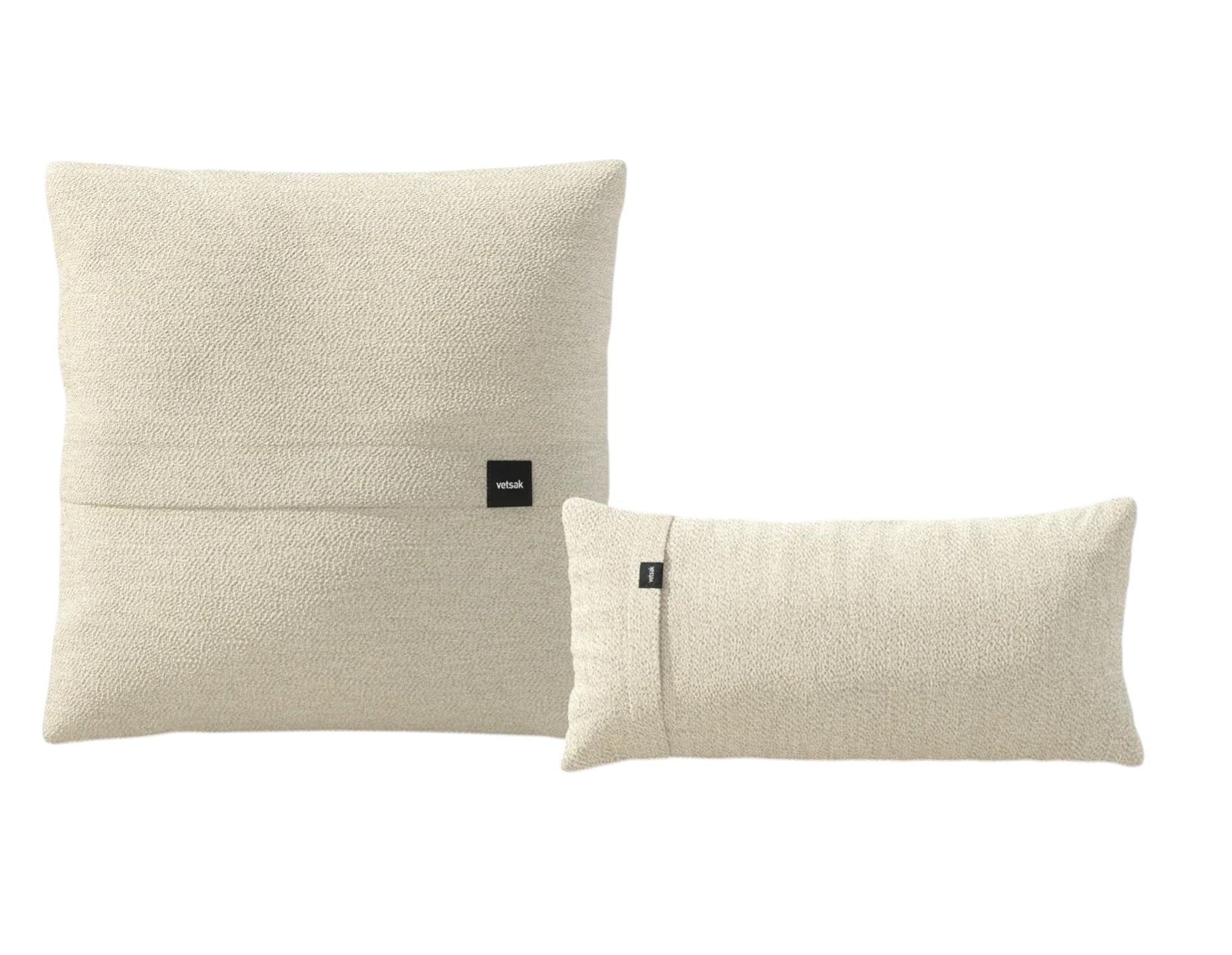 Vetsak Pillow Set: Quadratisches Kissen und längliches Kissen in Beige, Texturstoff für Wohnzimmer und Schlafzimmer.