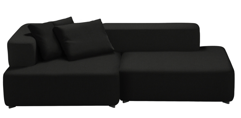 Schwarzes Alphabet Sofa 2-Sitzer mit Armlehne links von Fritz Hansen, modernes modulares Design Sofa.