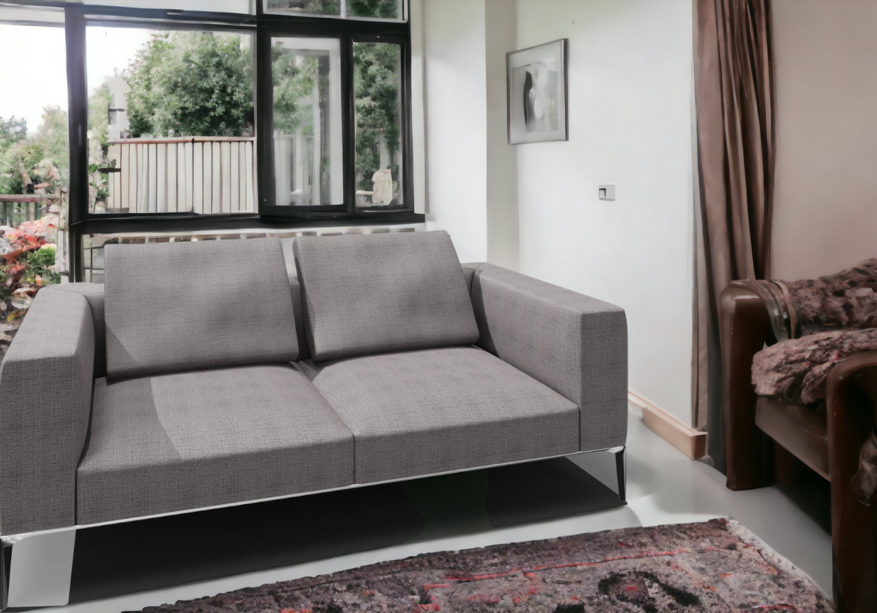 Jaan Living Sofa, 2,5 Sitzer in Ash Glint Stoff, modernes Design Sofa mit Kissen.
