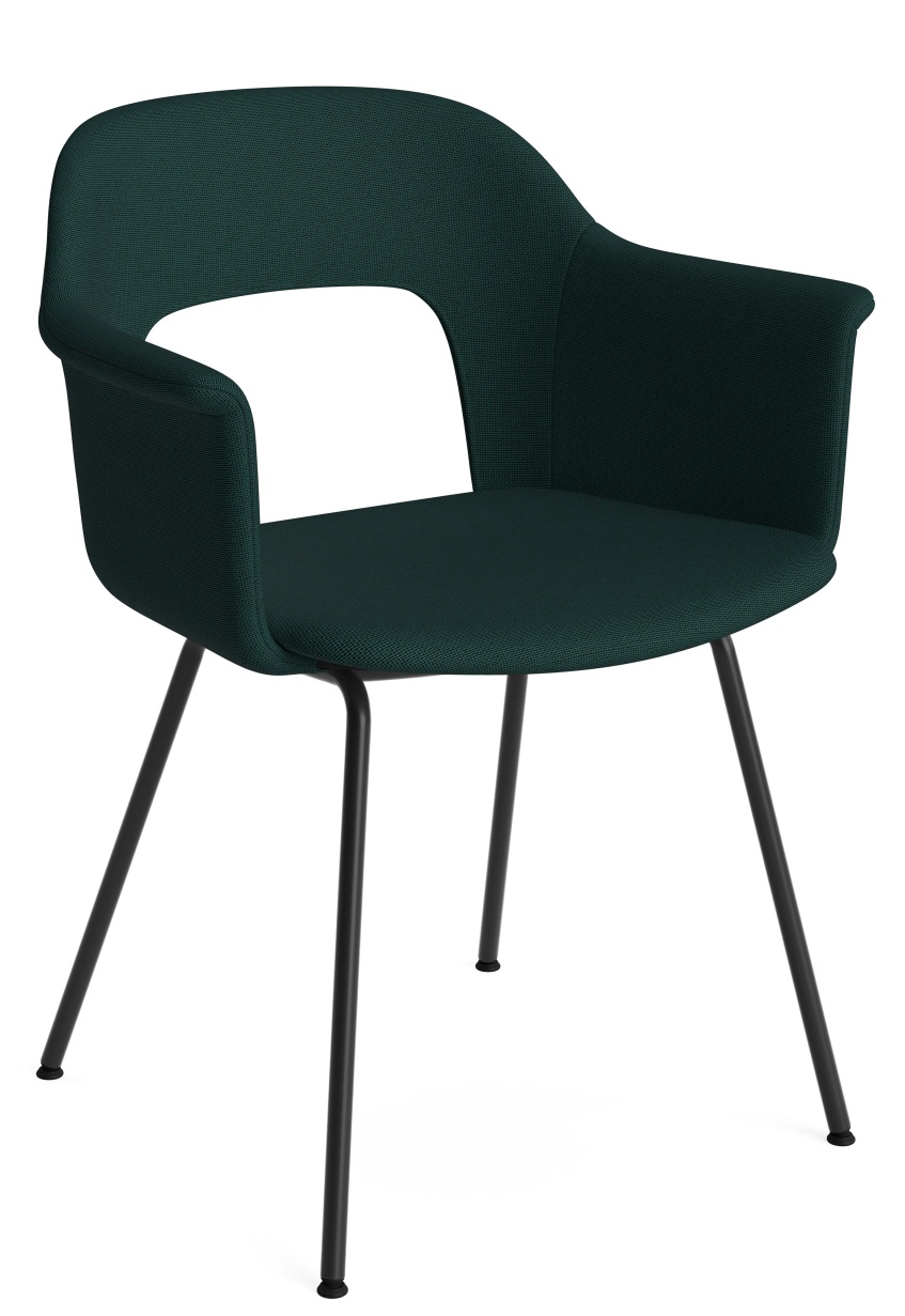Layout Armchair von Hay, grüner Armlehnstuhl mit schwarzem Metallgestell, moderner Sessel für Wohnzimmer und Büro.