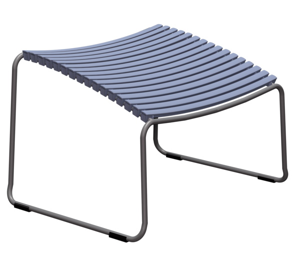 Click Footrest Fußhocker von Houe für den Außenbereich, hellblaues Design mit Stahlrahmen.
