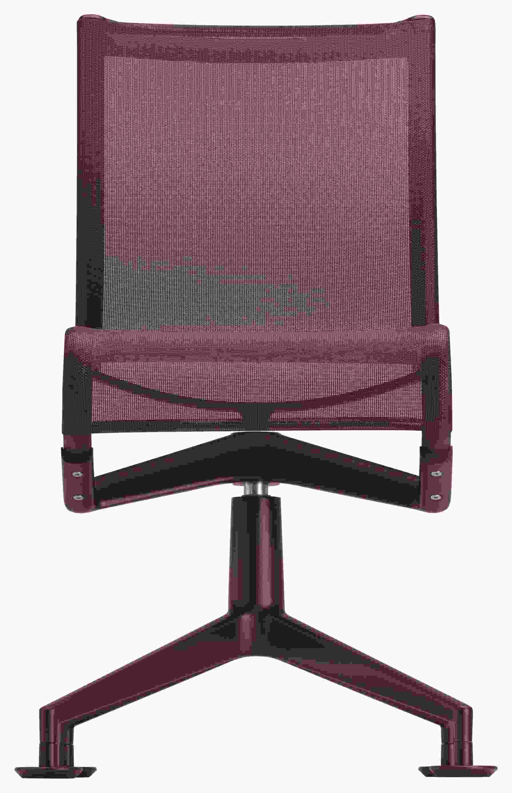 Meetingframe Drehstuhl von Alias in Bordeauxrot mit Netzbespannung, ergonomisch und modern für Büro und Homeoffice.