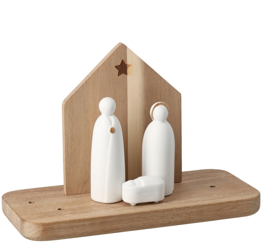 Kerstlandschap met kerststal en Räder