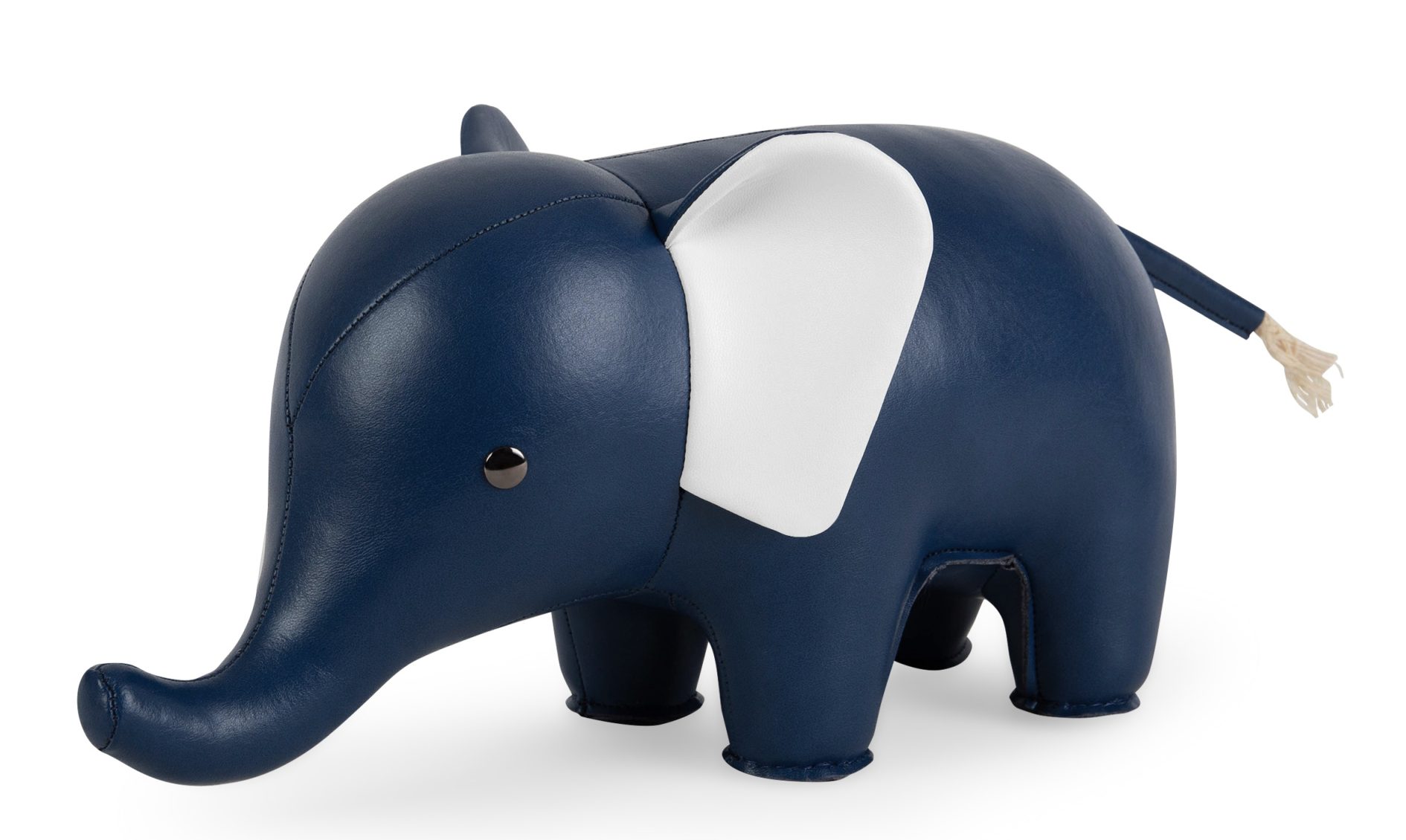 Züny Buchstütze Elefant in Mitternachtsblau und Weiß, dekorative Tierfigur für Bücherregale.