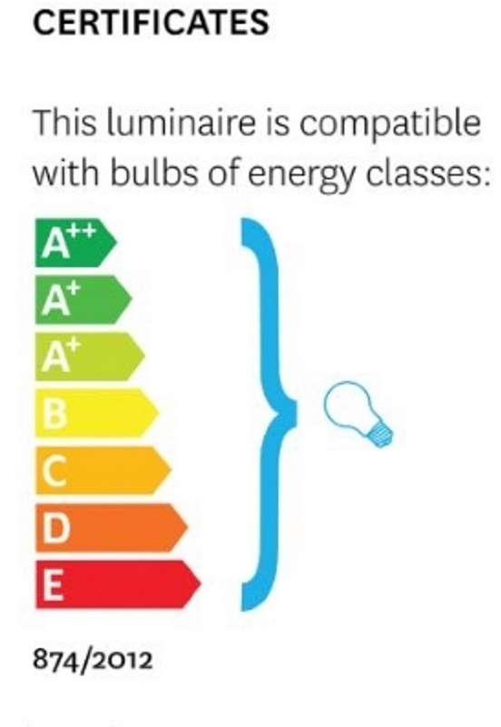 Arigato Pendelleuchte: Energieeffizienzklassen A++ bis E für Leuchtmittel, Zertifikate für nachhaltige Beleuchtung.