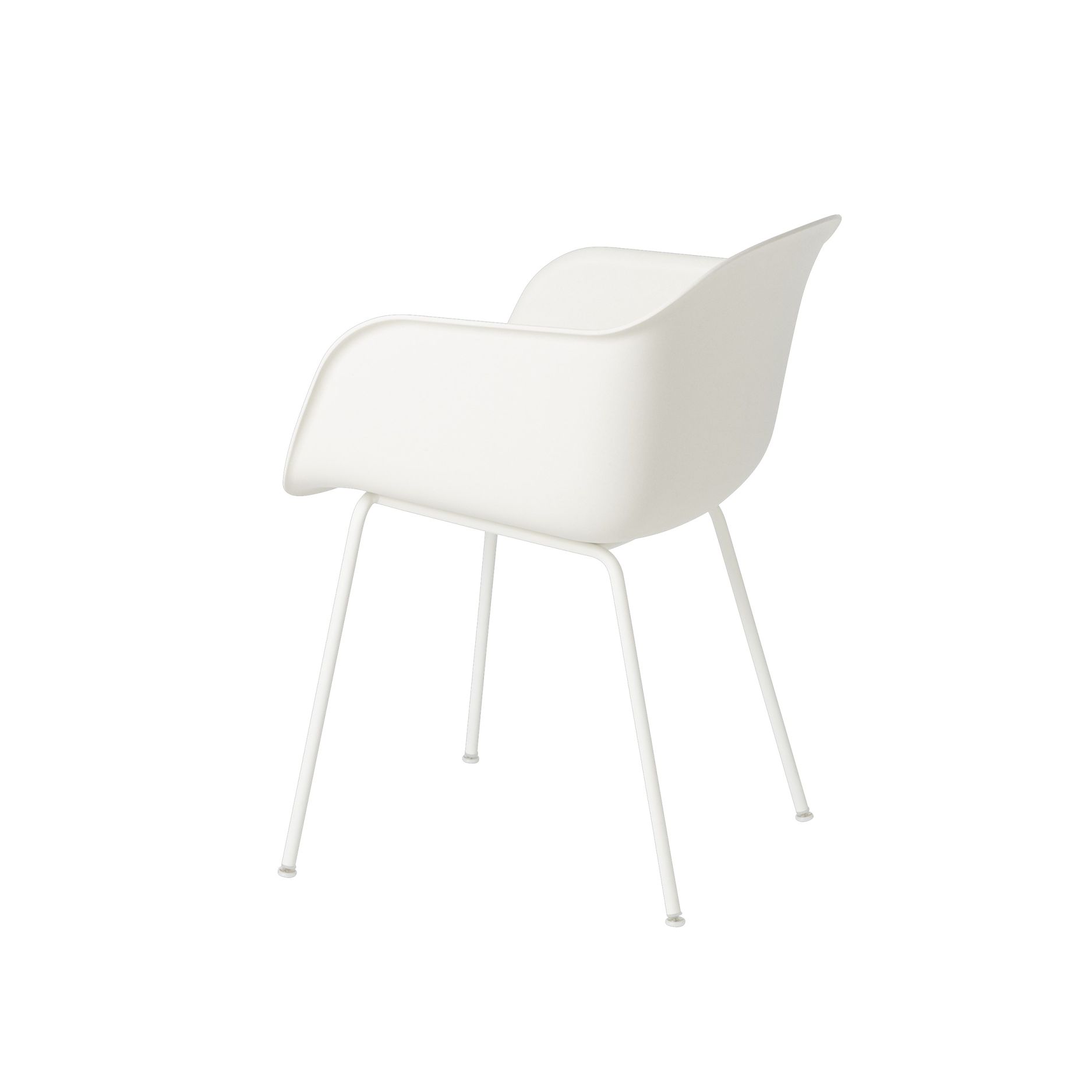 Weißer Fiber Armchair von Muuto mit Stahlrohrgestell, moderner Design Stuhl für Esszimmer und Büro.