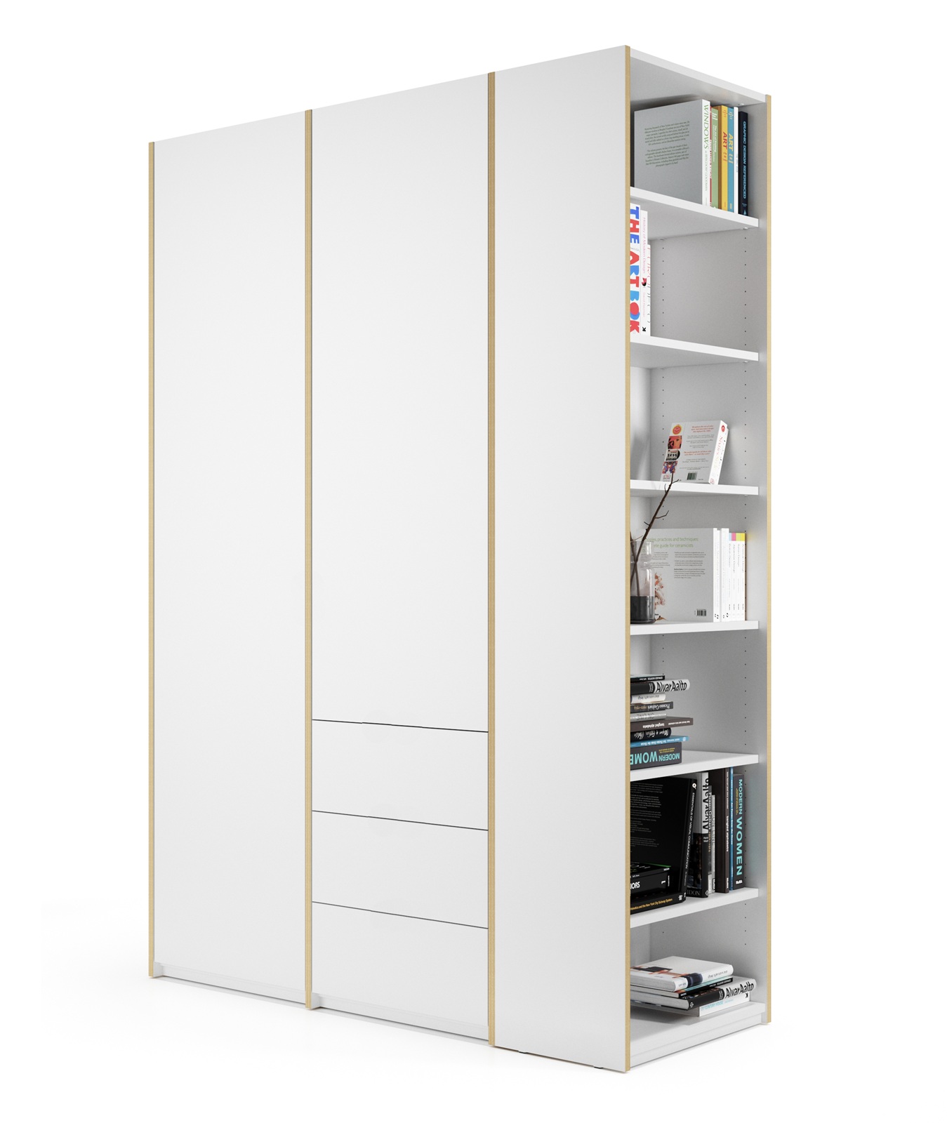 MODULAR PLUS-kastcombinatie met aanbouwrek rechts en 3 laden van Müller Möbelwerkstätten