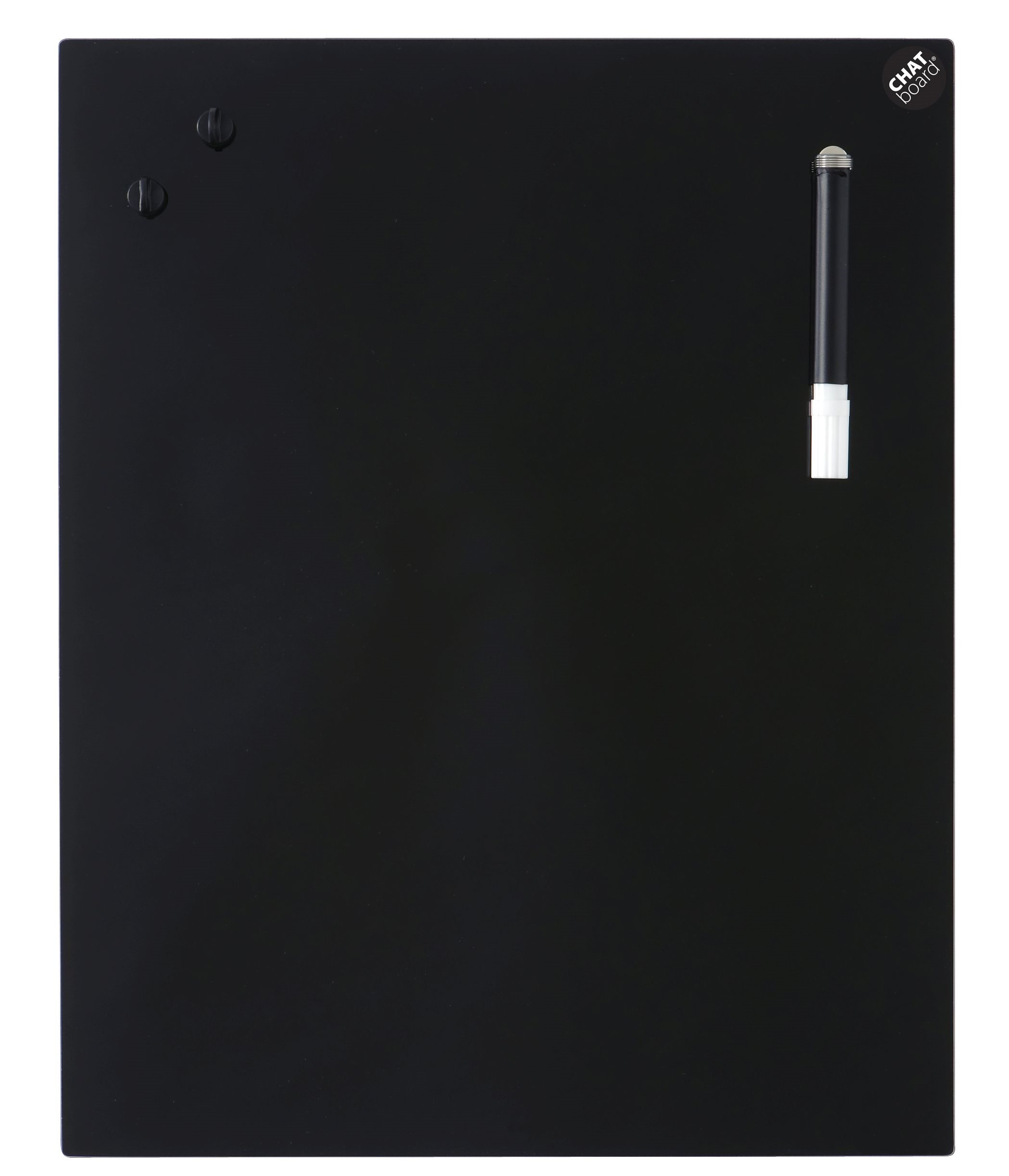 Schwarze Chat Board Classic Wand Glastafel, magnetisch, mit Stift und zwei Magneten für Büro und Zuhause.