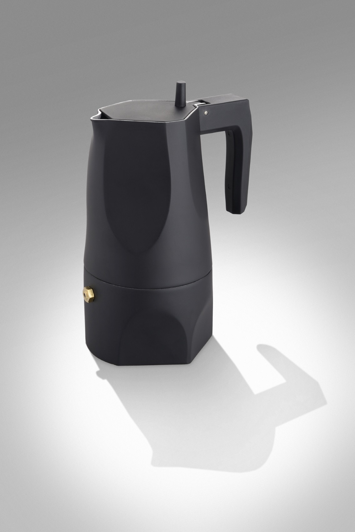 Schwarzer Alessi Espressokocher "Ossidiana" aus Aluminium für die Zubereitung von aromatischem Mokka.