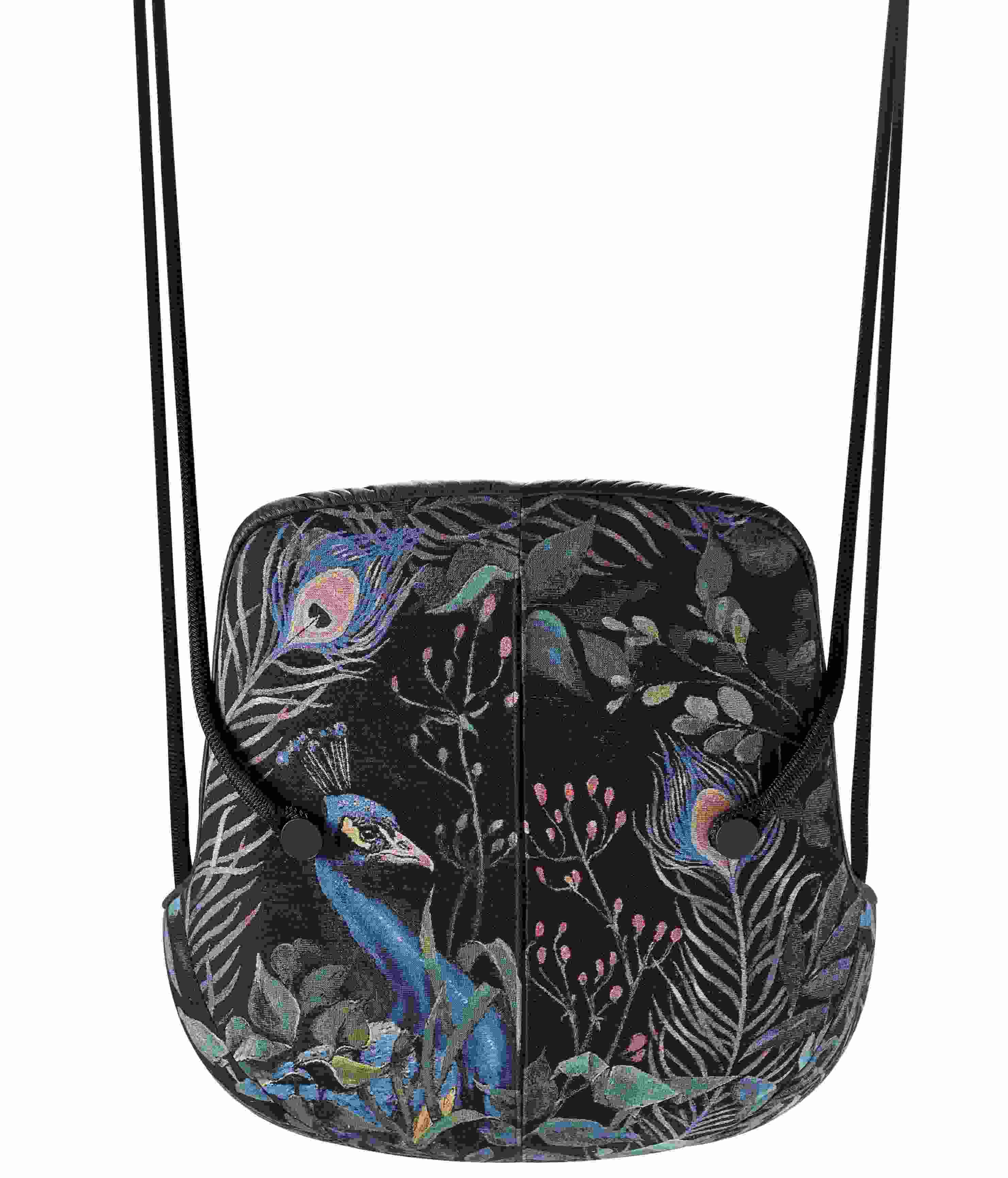 Leya Swing Seat Sessel mit Pfauenmuster, hängender Schaukelsessel für Indoor und Outdoor, bequemer Lounge Sessel.