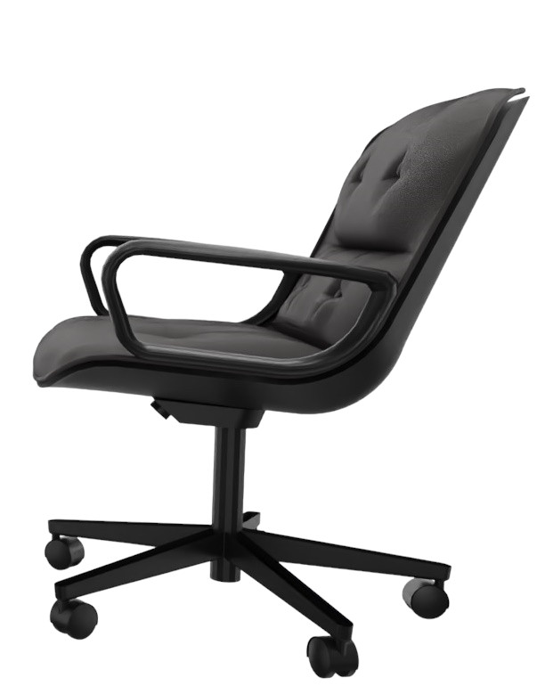 Schwarzer Pollock Executive Drehstuhl von Knoll International mit Armlehnen, seitliche Ansicht. Bürostuhl mit Rollen.
