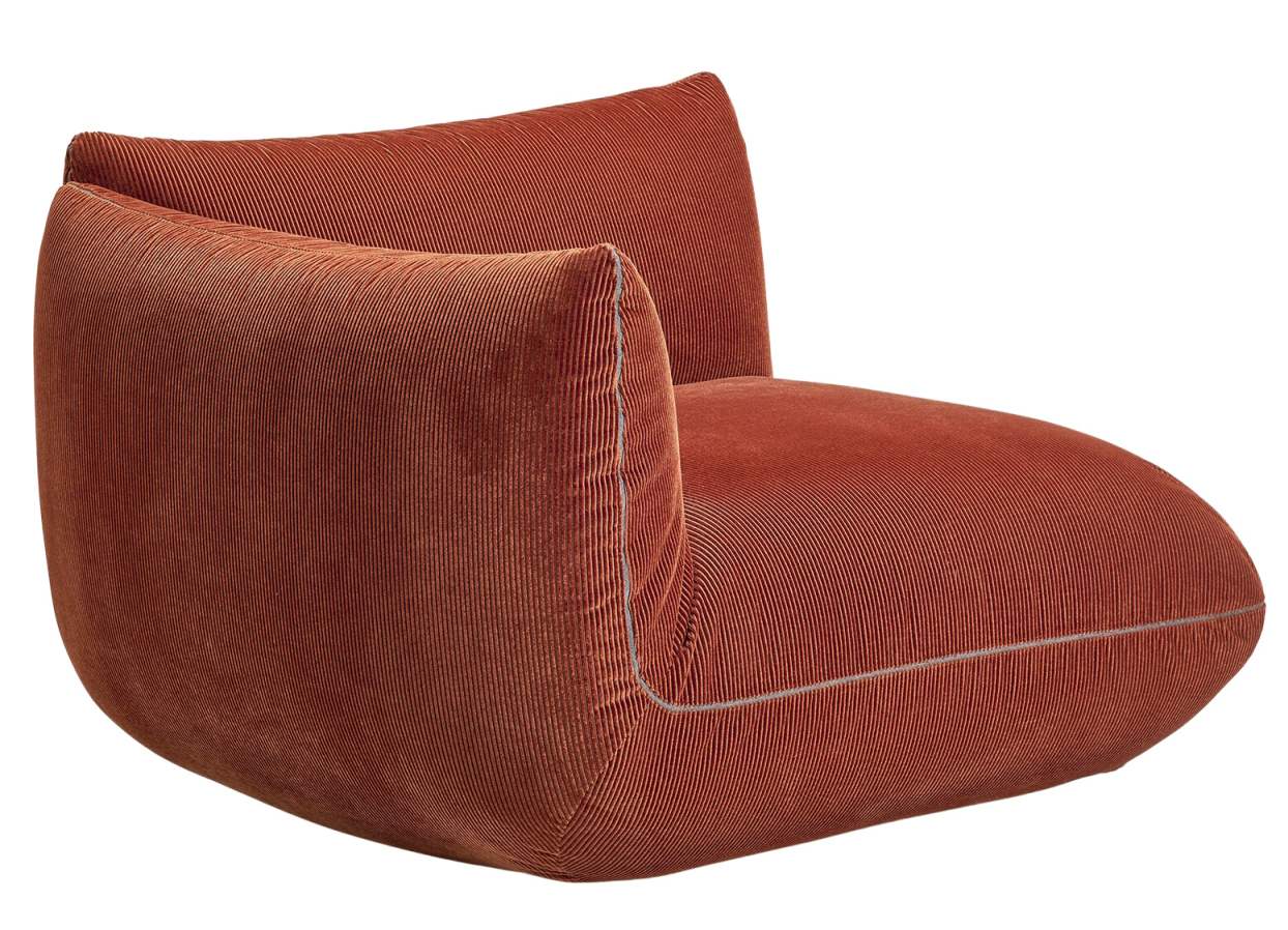 Jalis 21 Modulsofa: Einzelmodul in Cord-Optik, terracottafarben, mit Armlehne, modernes Design für Wohnzimmer.