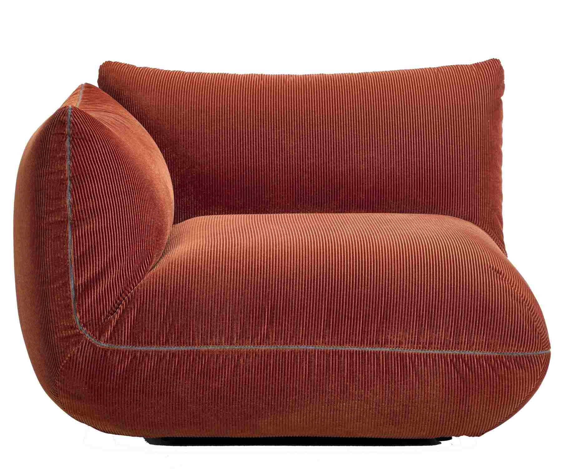 Jalis 21 Modulsofa von Cor, Einzelmodul in Kordoptik, terracottafarben, mit Armlehne. Bequemes Lounge Möbel.
