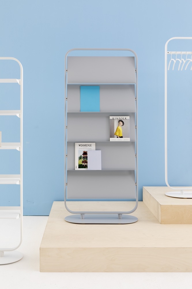 Cascando Focus Prospektständer, grau, mit Zeitschriften und Broschüren, ideal für Büro, Wartezimmer und Verkaufsraum.