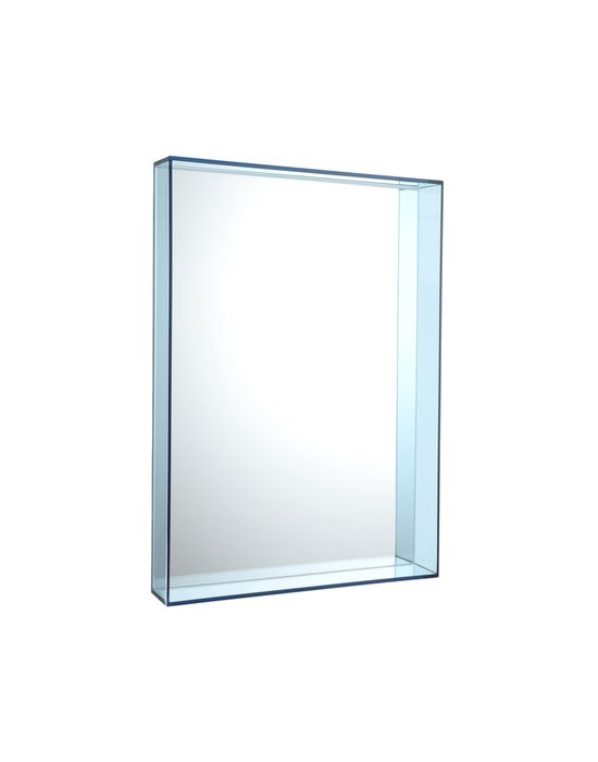 Rechteckiger Only Me Spiegel von Kartell mit blauem Rahmen für Wandmontage.