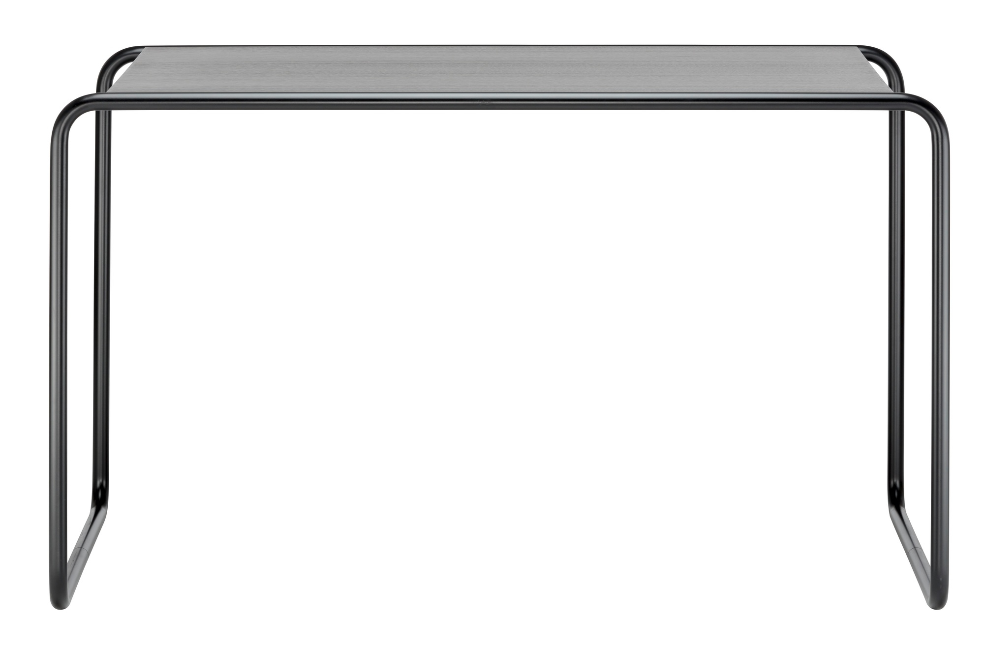 Schreibtisch Thonet S 285/0 mit Stahlrohrgestell und Tischplatte in Grau, modernes Design.