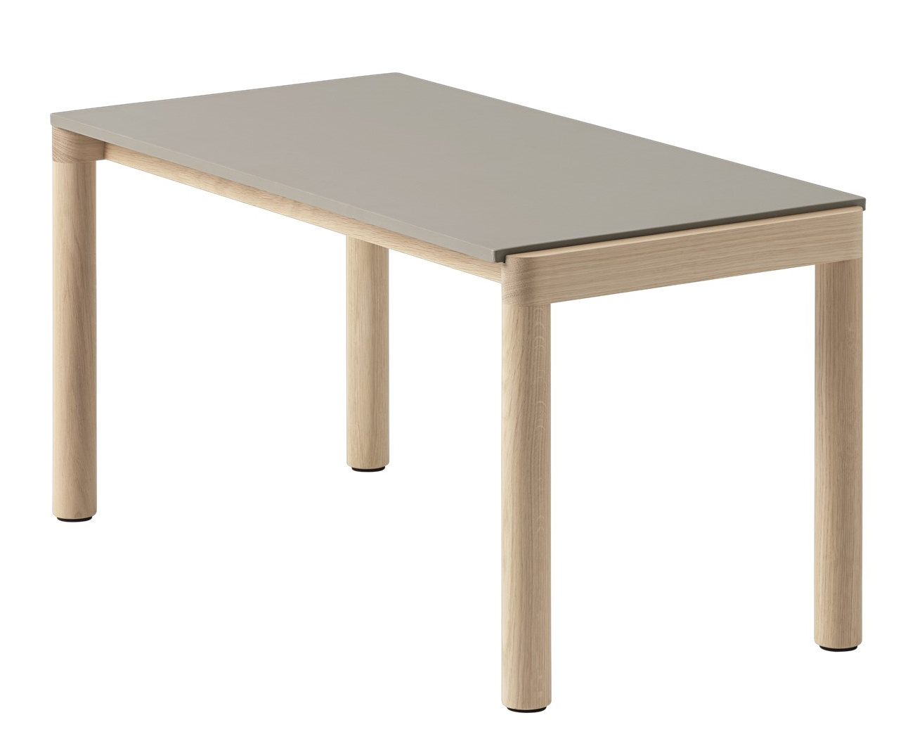 Muuto Couple Coffee Table Couchtisch mit grauer Tischplatte und hellem Holzgestell, modernes Design.