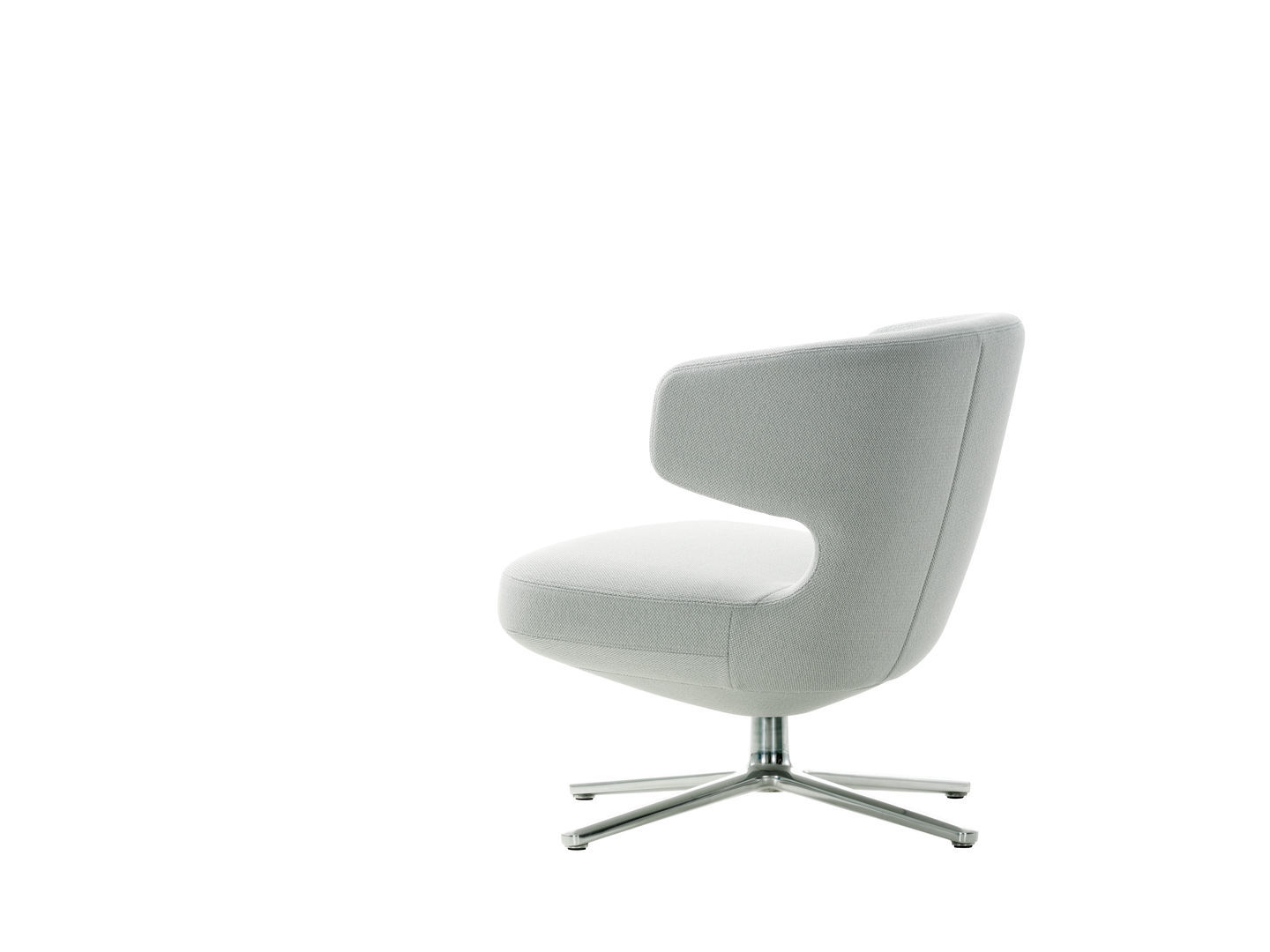 Ansicht des Vitra Petit Repos Sessels in Grau mit Drehfuß, moderner Design Sessel.