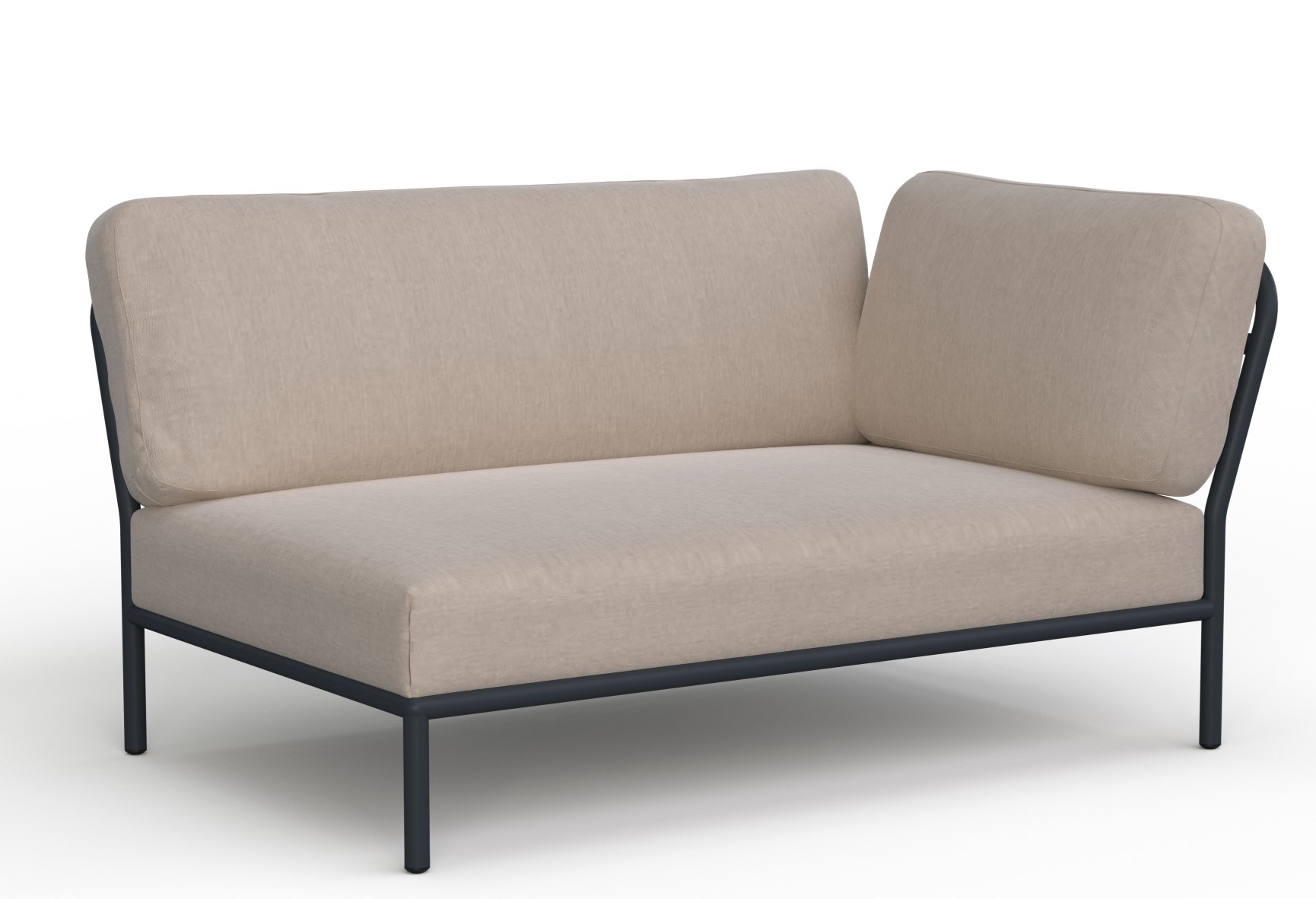 Beige Level Outdoor Sofa von Houe mit anthrazitfarbenem Metallgestell für Garten und Terrasse.