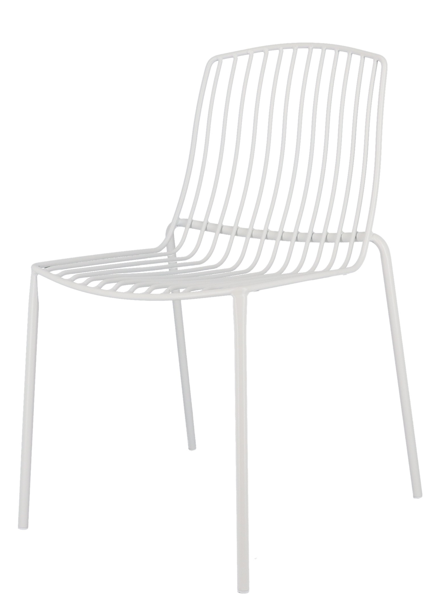 Weißer Mori Stuhl von Jan Kurtz für den Außenbereich, minimalistisches Design mit Stahlgestell.