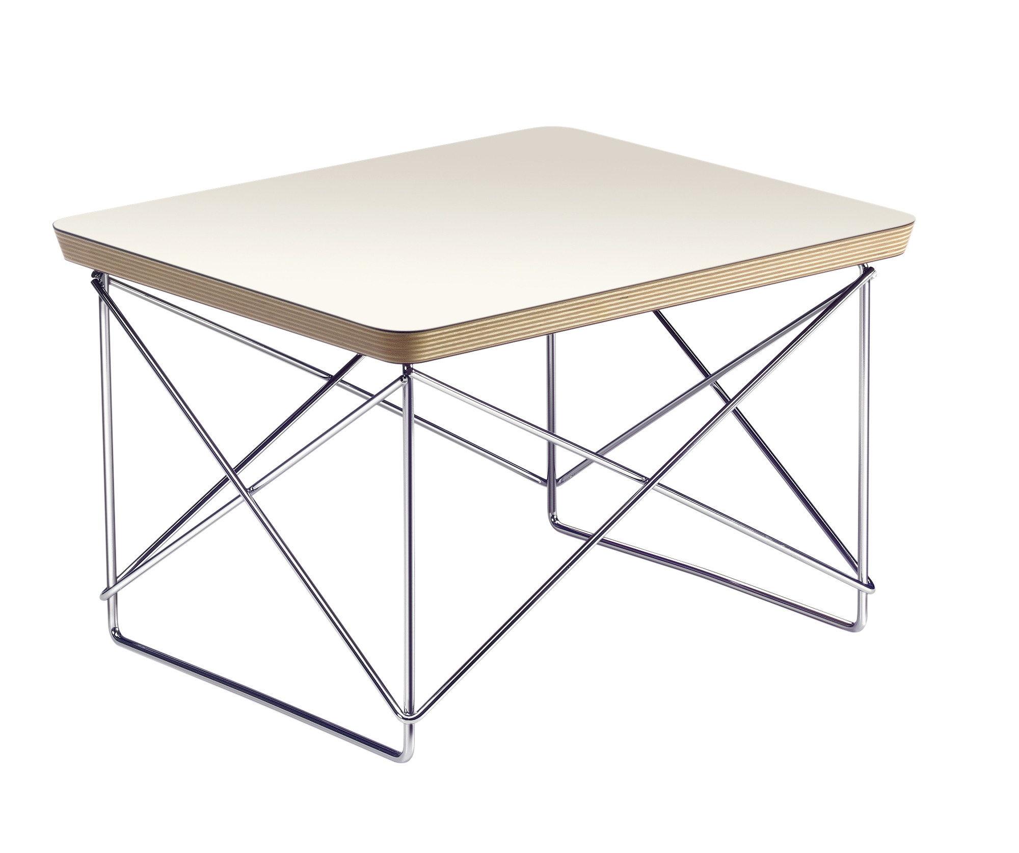 Vitra LTR Beistelltisch mit HPL Platte und verchromtem Drahtgestell, moderner Design-Tisch.
