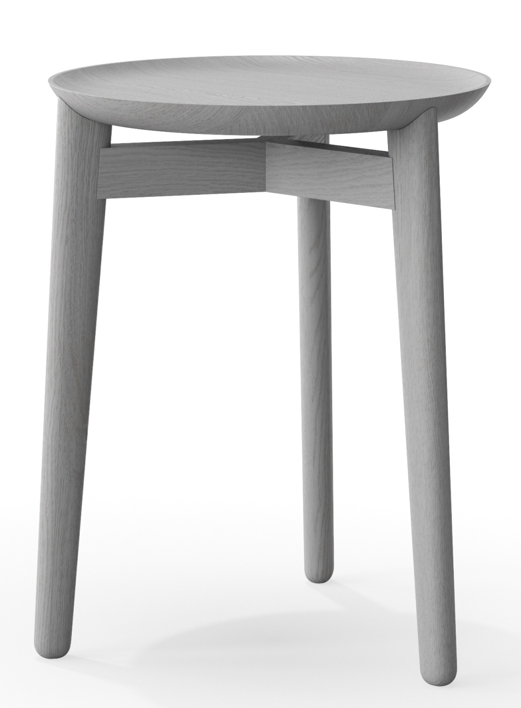 Plaisir Beistelltisch von Zeitraum, H 46 cm, aus hellem Holz mit runder Tischplatte und drei Beinen.