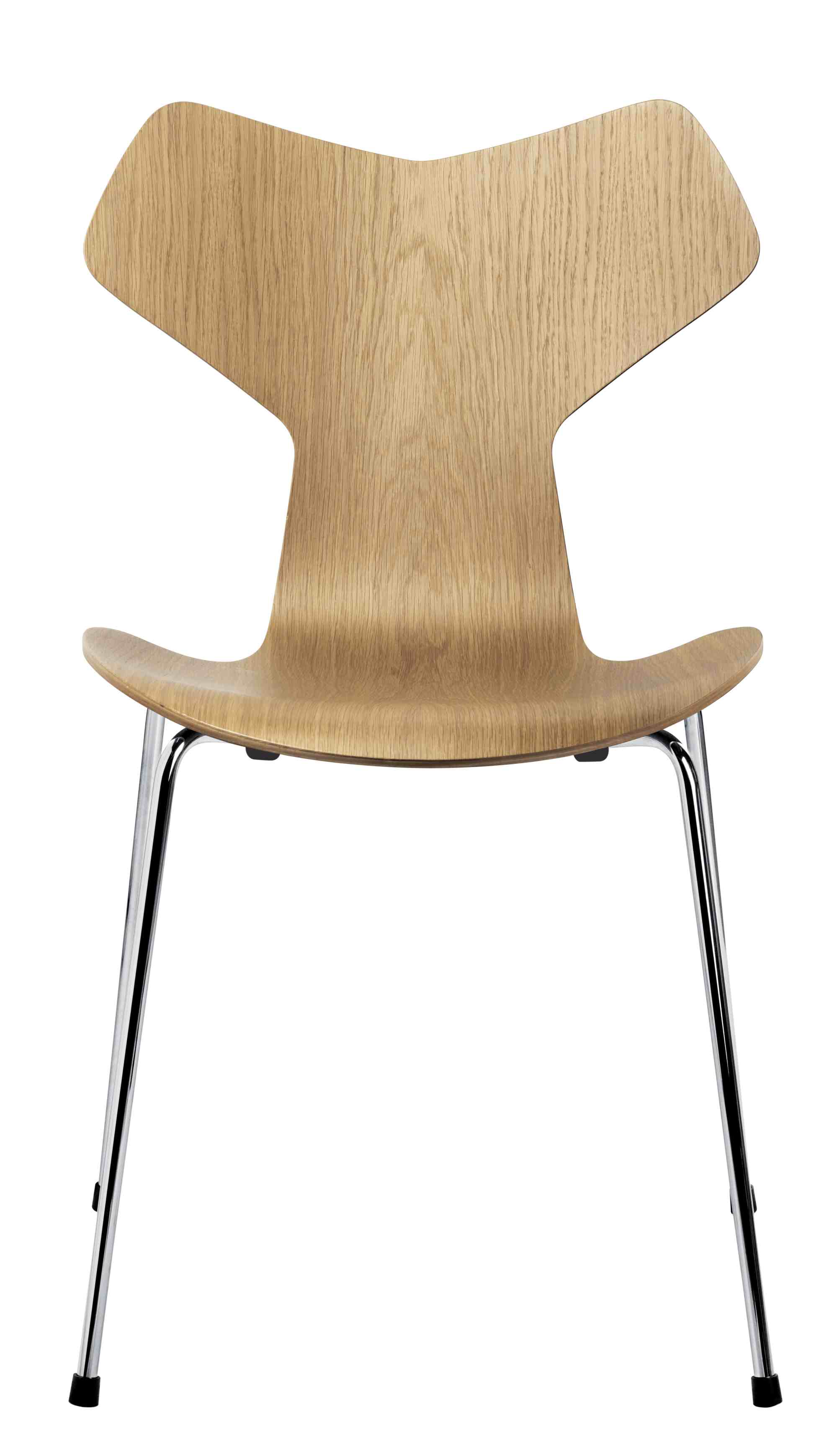 Grand Prix Stuhl von Fritz Hansen, Holzstuhl mit Chromgestell, modernes Design für Esszimmer und Büro.