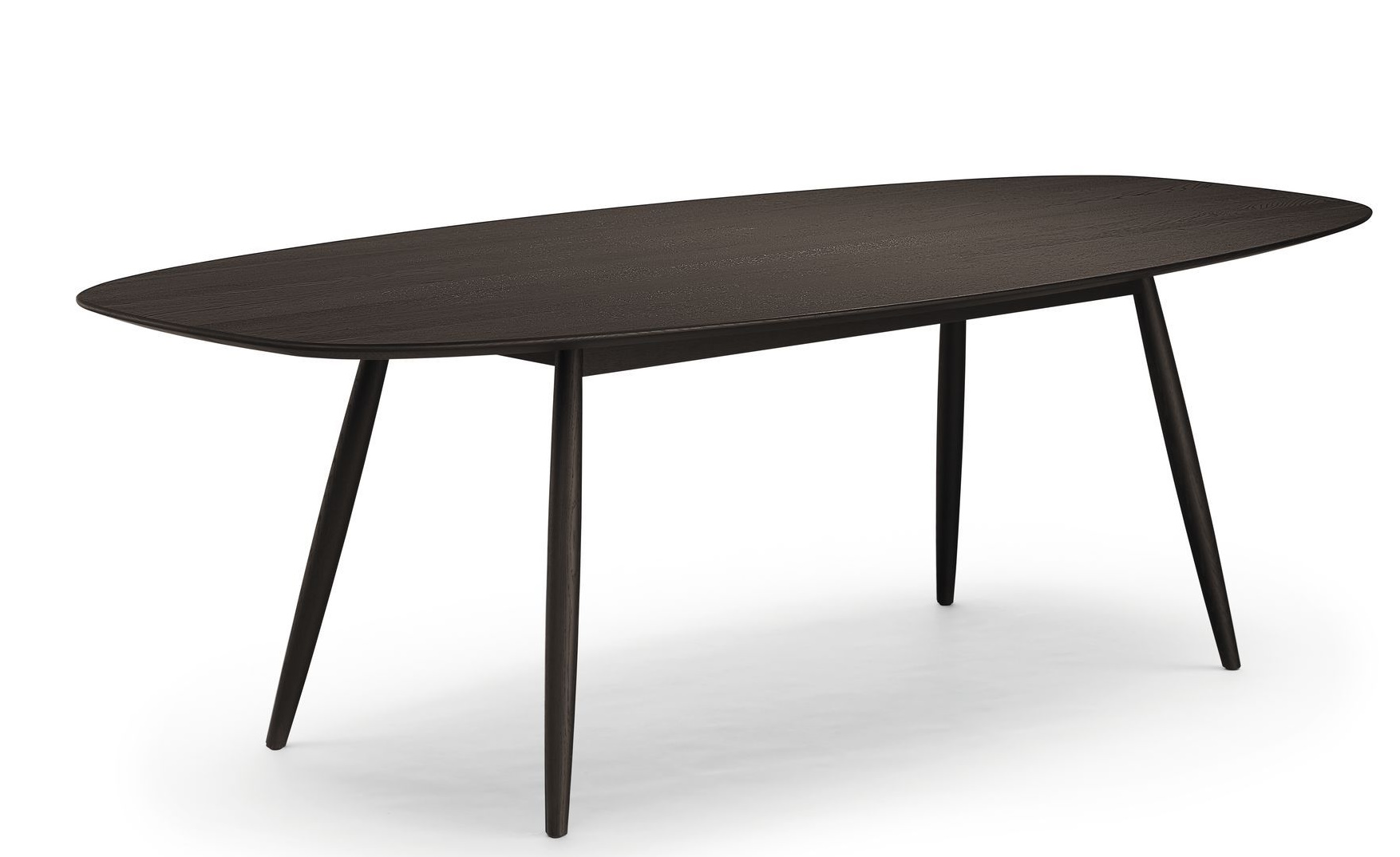2990 Moualla Table Esstisch von Walter Knoll, oval, dunkelbraunes Holz, vier Beine.