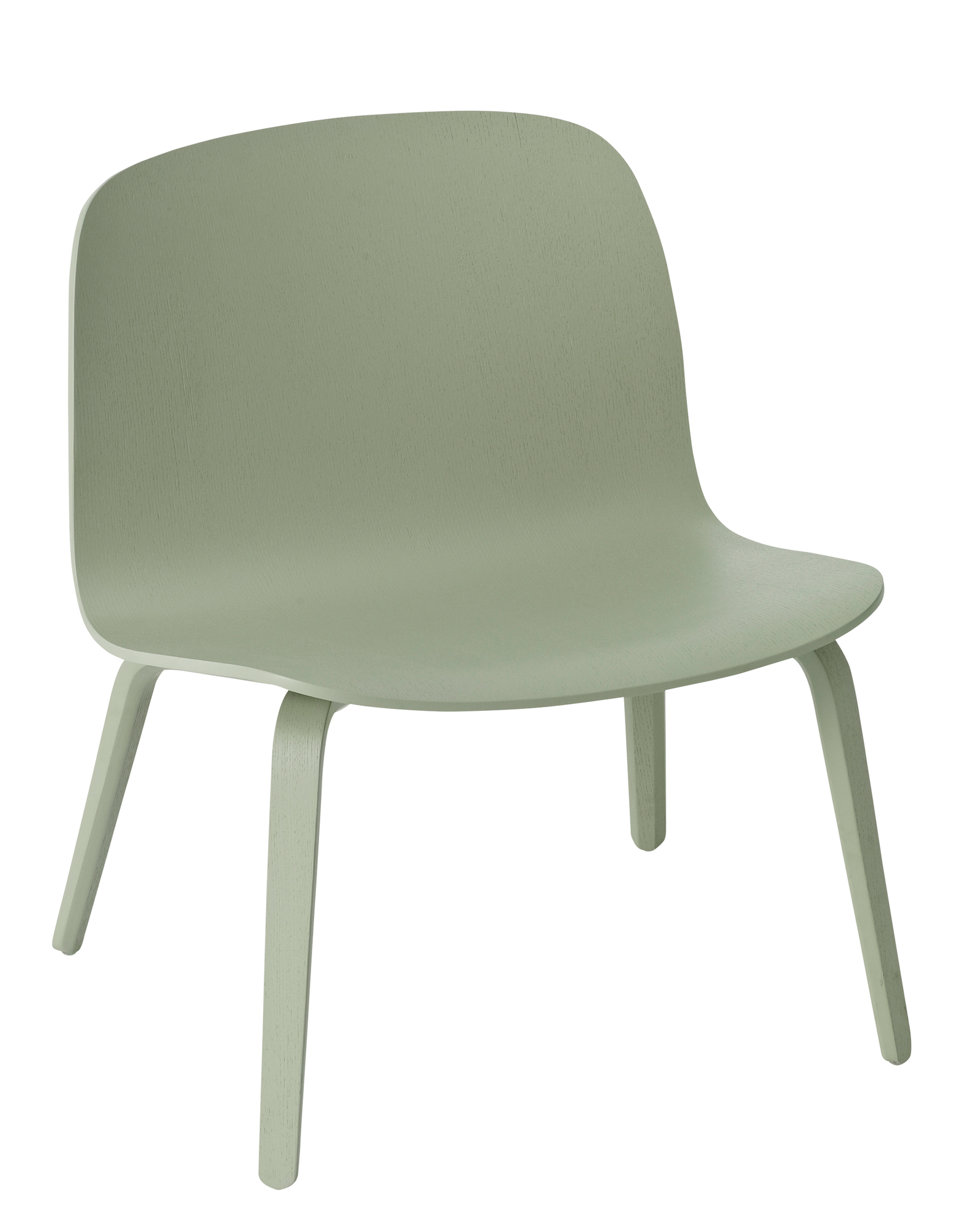 Visu Lounge Chair von Muuto, moderner Sessel aus Holz in sanftem Grün.